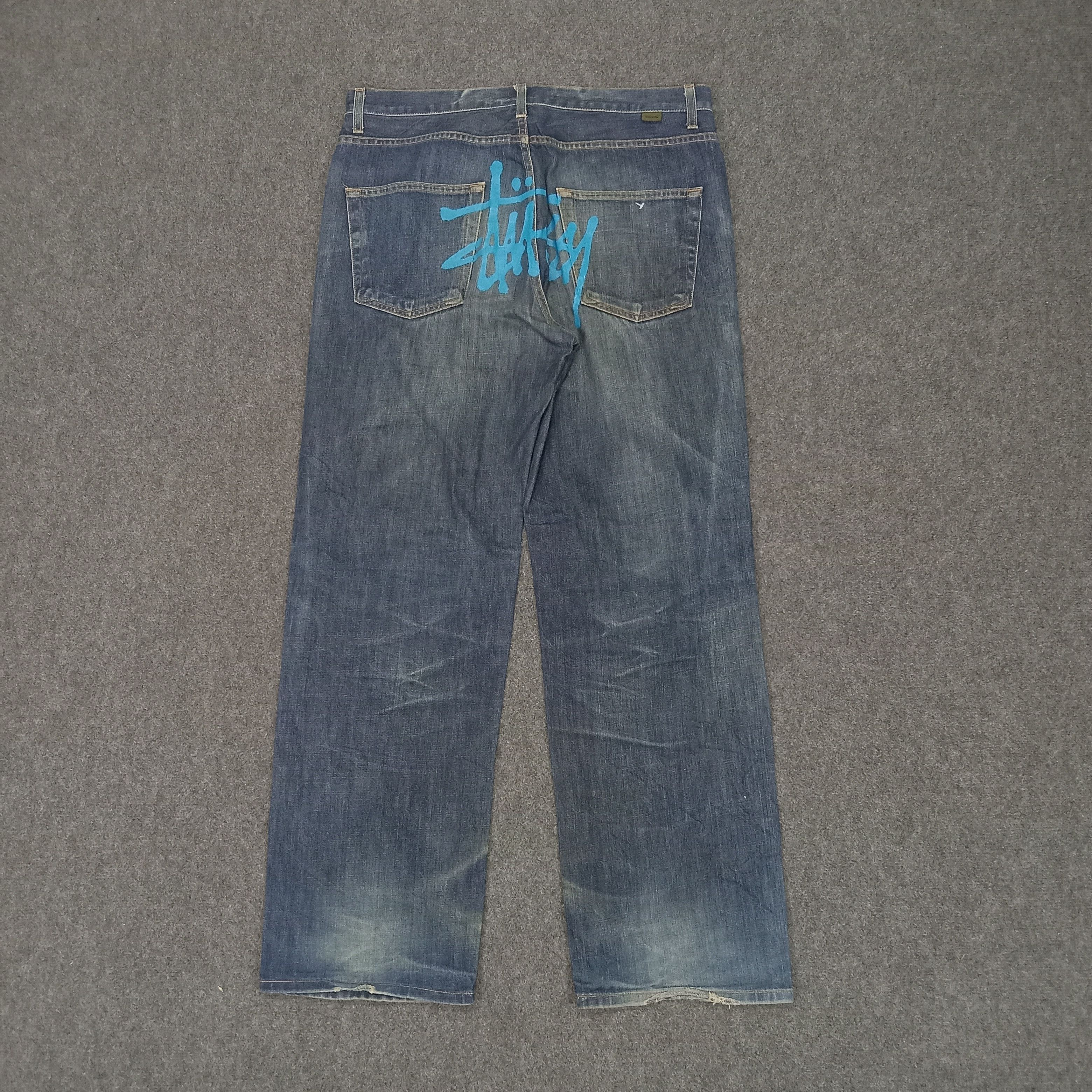 Stussy × Vintage Stussy Streetwear Japanese Style Custom Jeans Size US 37 - 1 Thumbnail