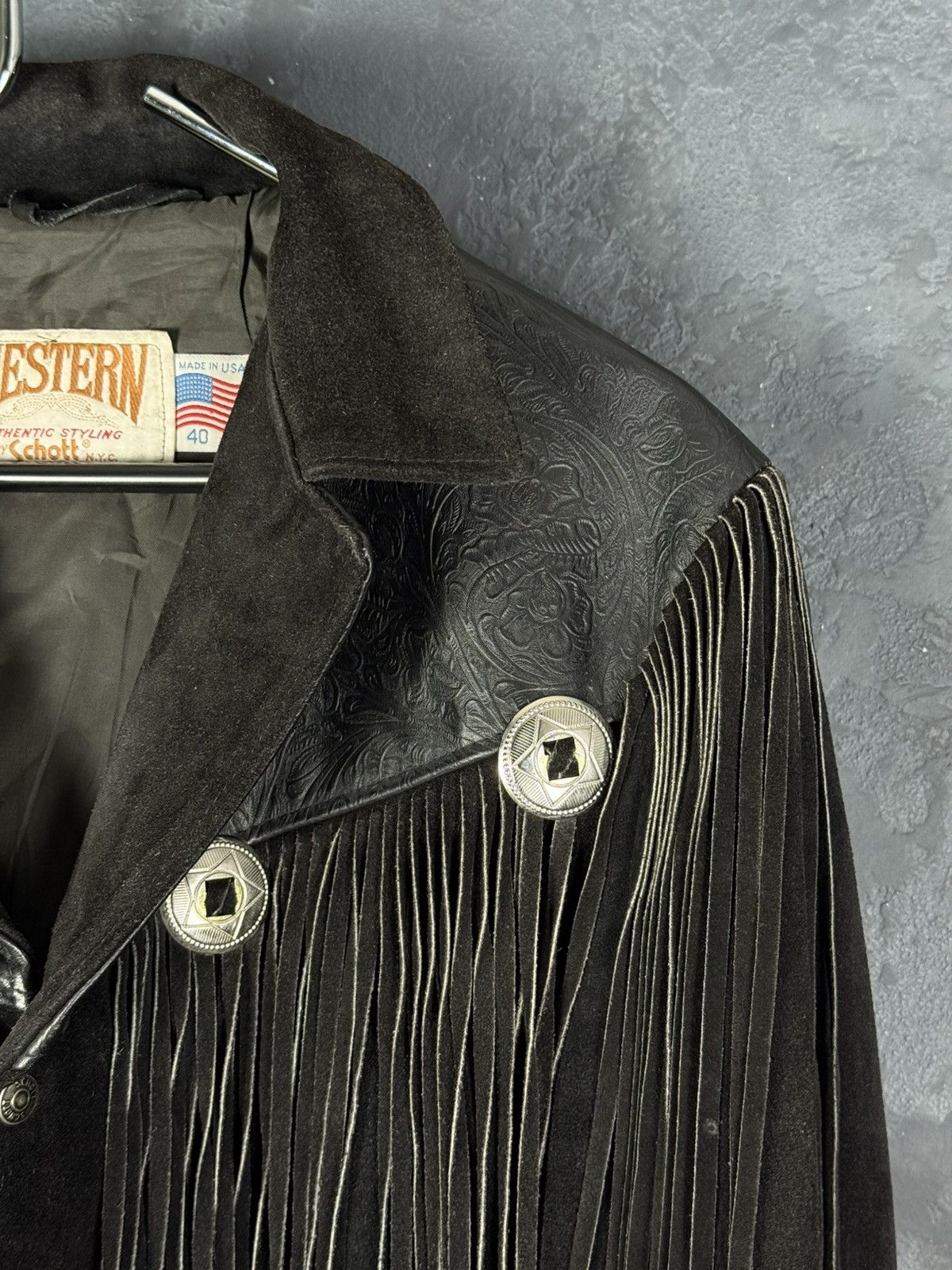 Schott Rare Schott NYC Western Vintage Genuine Suede Leather Jacket Size US L / EU 52-54 / 3 - 9 Thumbnail