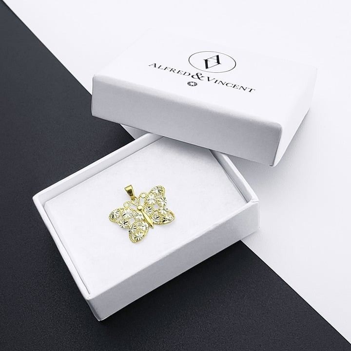 Other Butterfly & Flower Charm Pendant in 14k Yellow & White Gold Size ONE SIZE - 1 Thumbnail