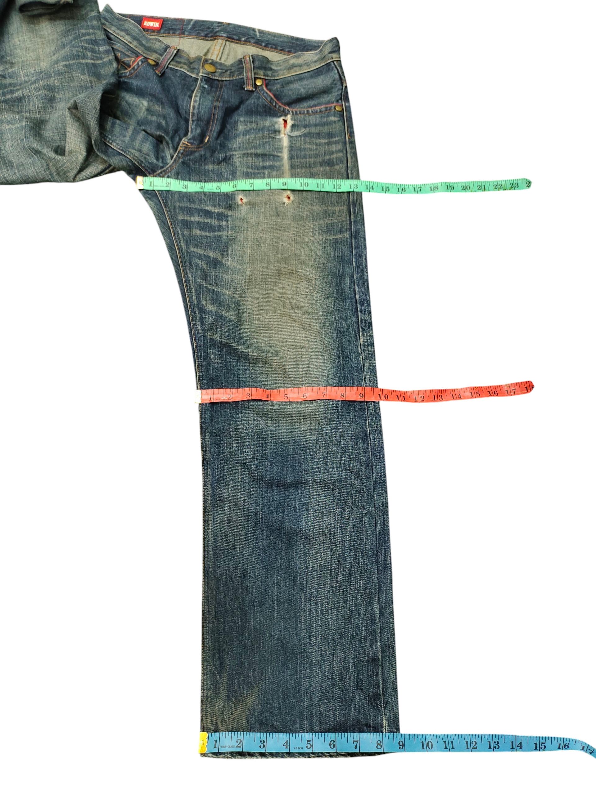 Comme des Garcons × Undercover Vintage Edwin Leather Trim Distress Denim Jeans Size US 33 - 17 Thumbnail