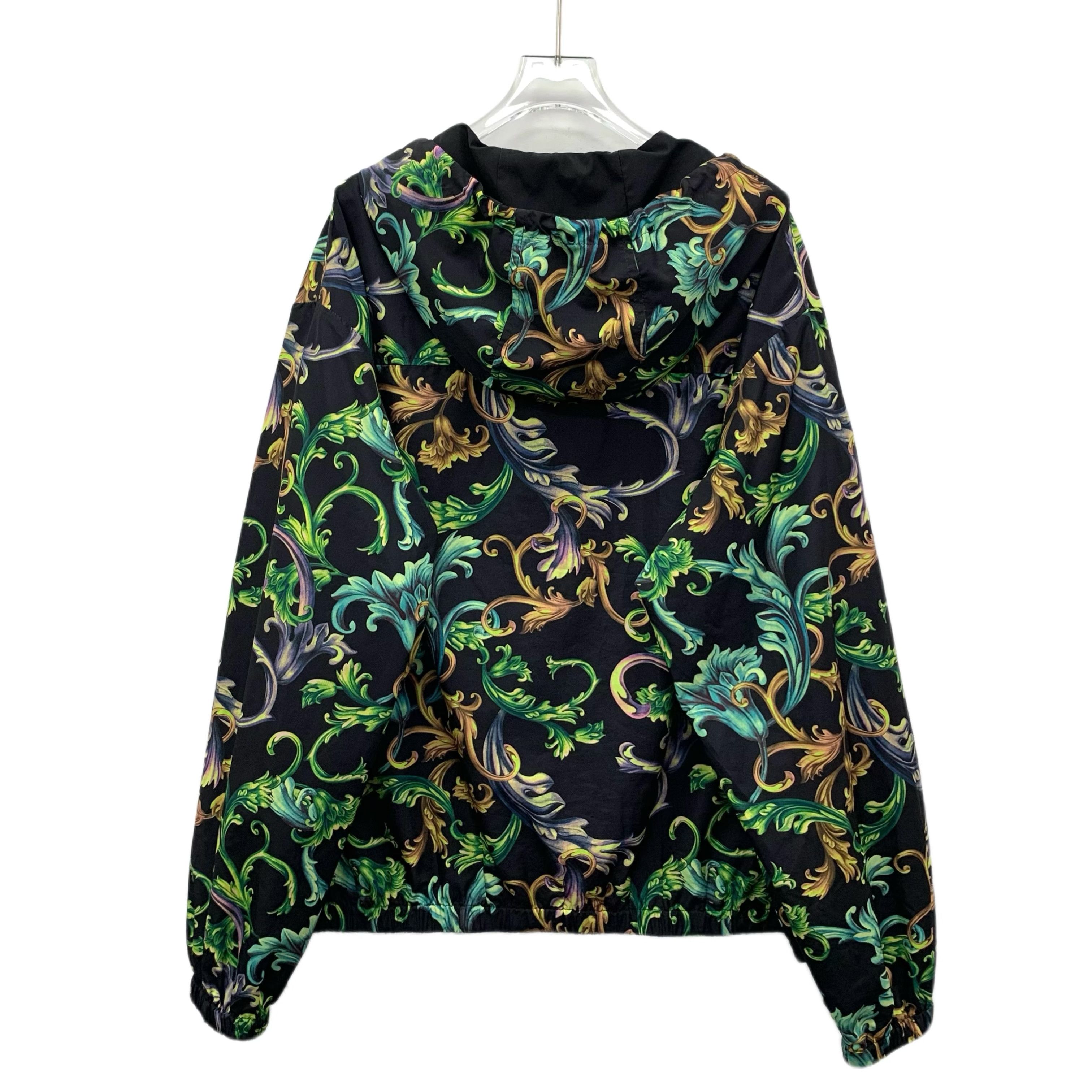 Versace Versace Black Floral Print Hooded Zip-Up Jacket (XL) Size US XL / EU 56 / 4 - 7 Thumbnail