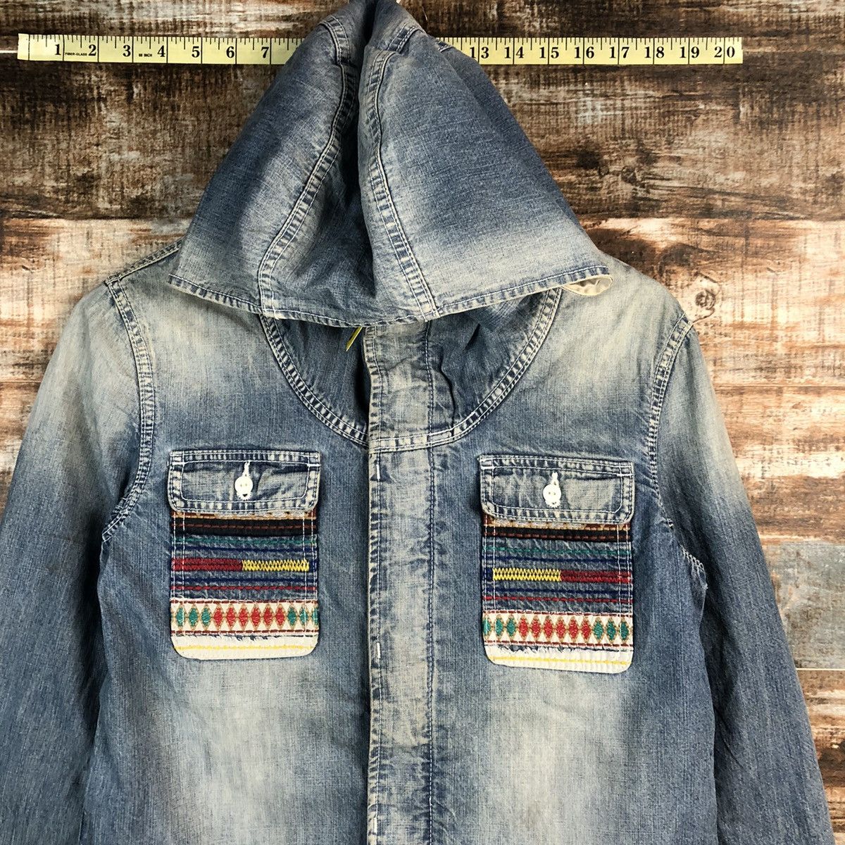go slow caravan Go Slow Caravan Blue Denim Jacket Hoodie #A2332 Size US XS / EU 42 / 0 - 5 Thumbnail
