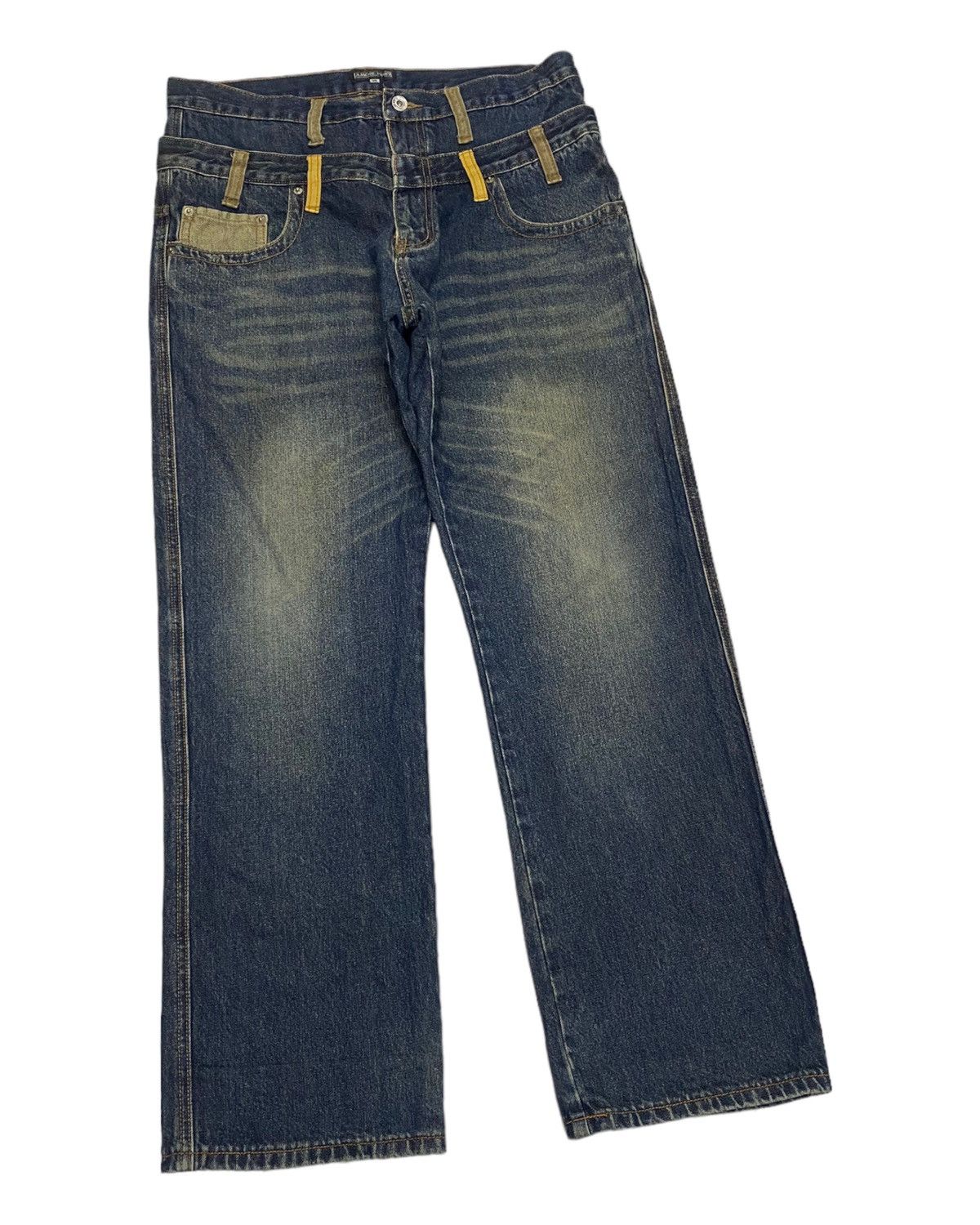 Japanese Brand DOUBLE WAIST JAPAN AMORE PURO DISTRESSED RIPPED DENIM JEANS Size US 33 - 3 Thumbnail