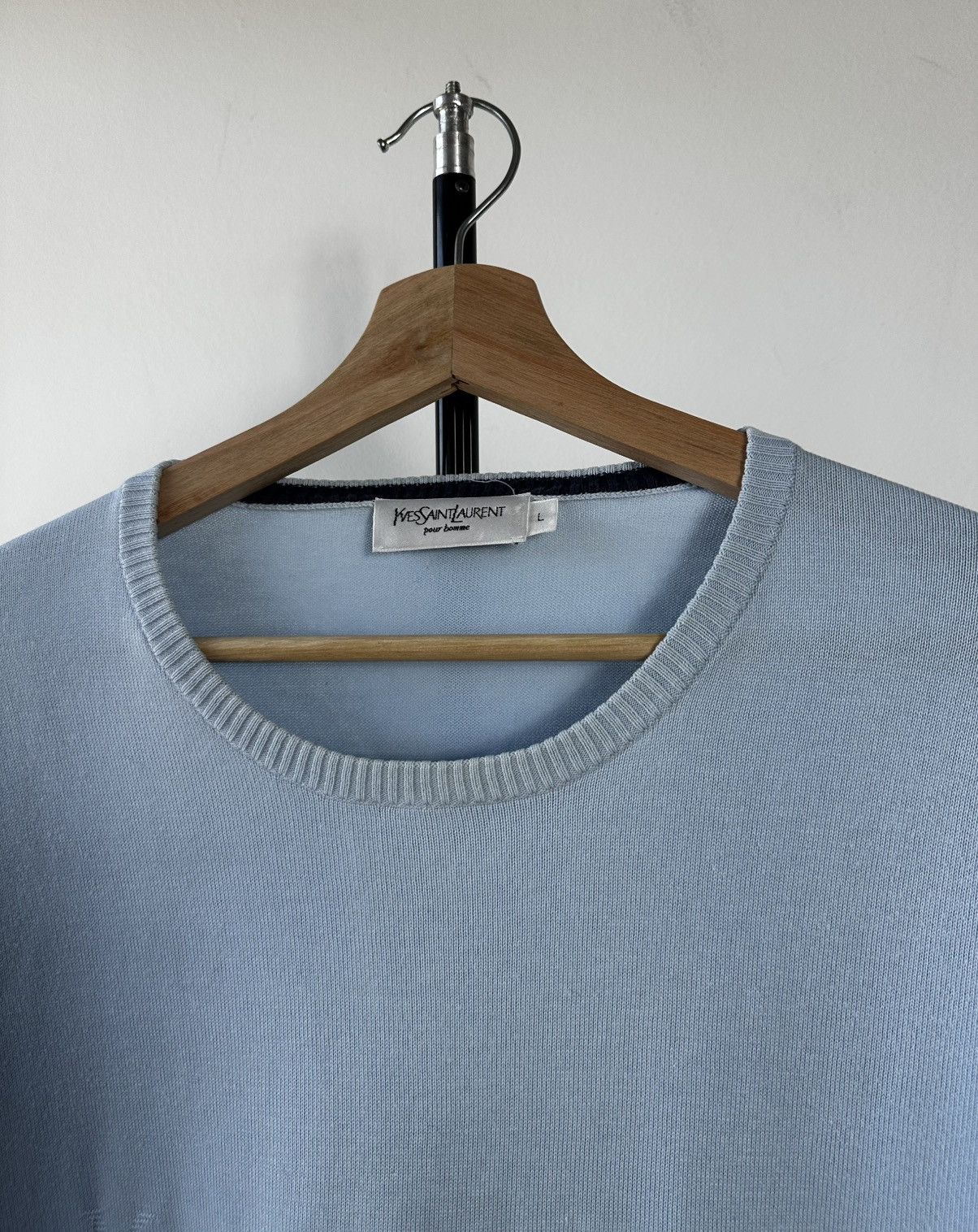 Yves Saint Laurent Vintage Yves Saint Laurent Pour Homme Tonal Logo Sweater Size US L / EU 52-54 / 3 - 3 Thumbnail