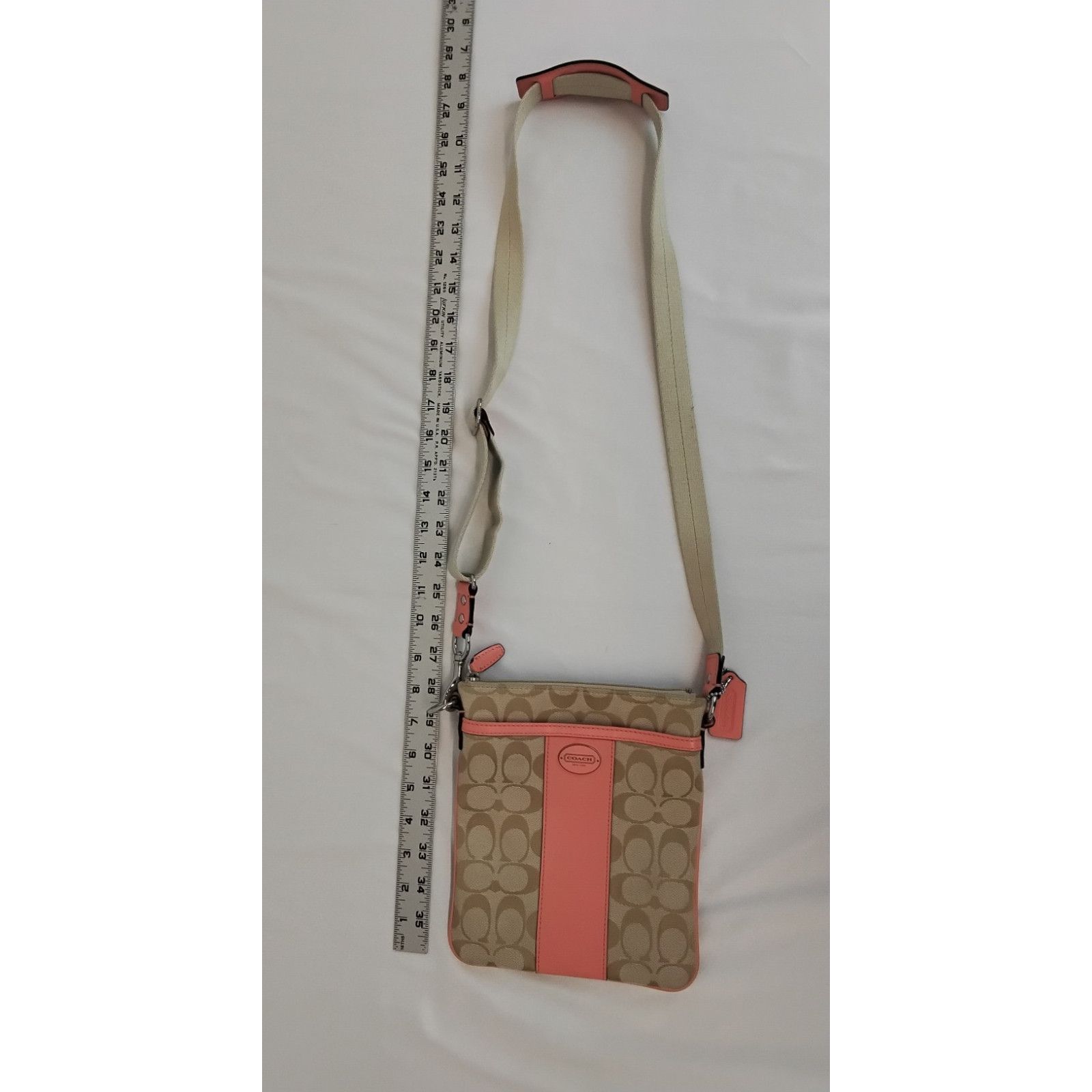 Coach Coach Handbag Signature C Logo Crossbody Khaki & Peach Size ONE SIZE - 12 Thumbnail