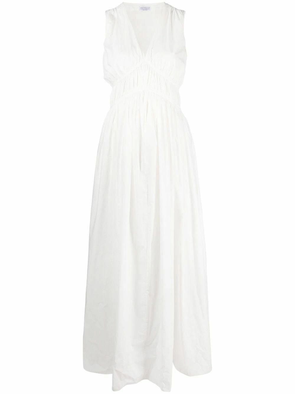 Brunello Cucinelli o1y0725 Maxi Dress in White Size S / US 4 / IT 40 - 1 Thumbnail