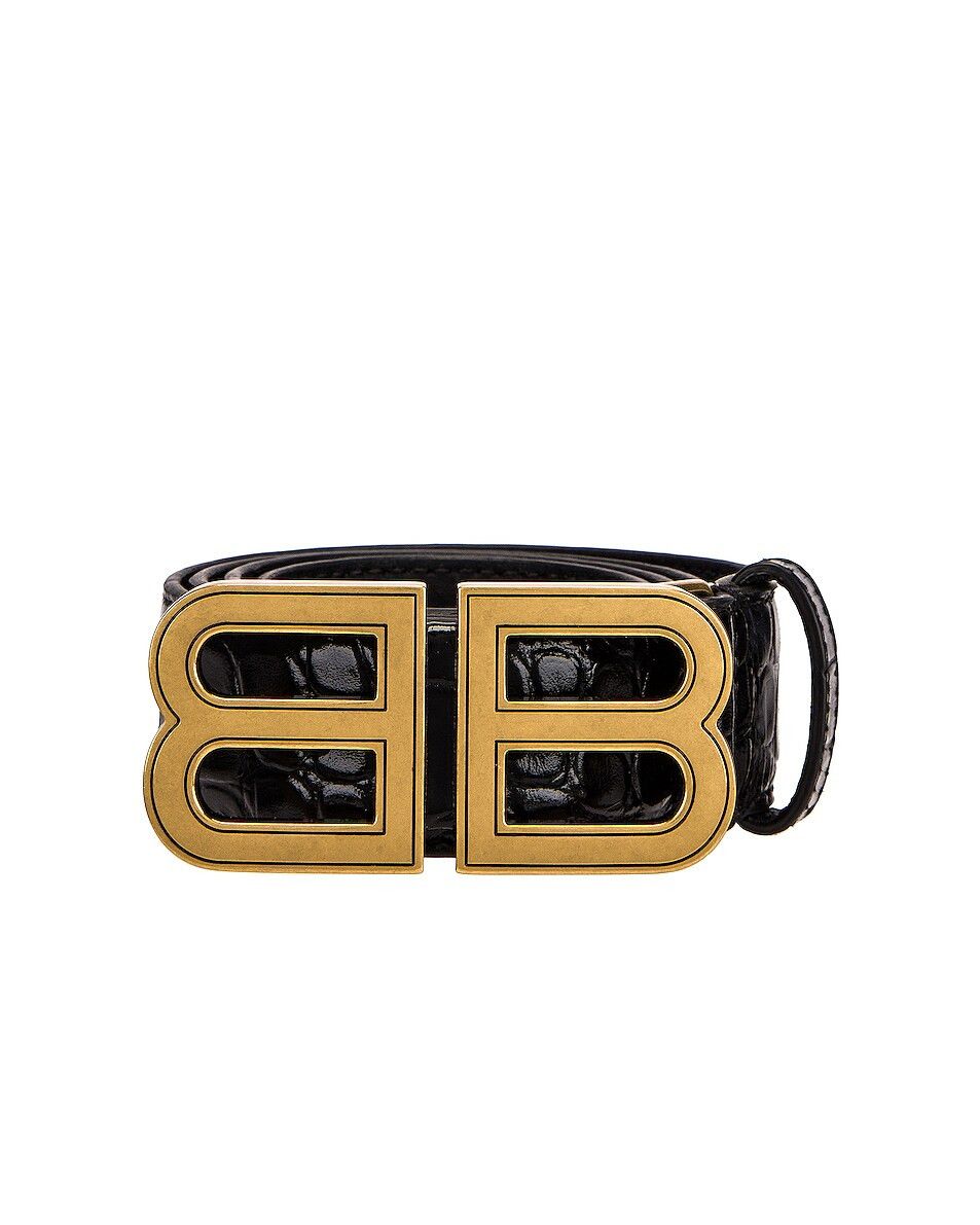 Balenciaga o1mt1gz0525 Size: 75 / BB Hourglass Medium Belt in Black Size ONE SIZE - 3 Thumbnail