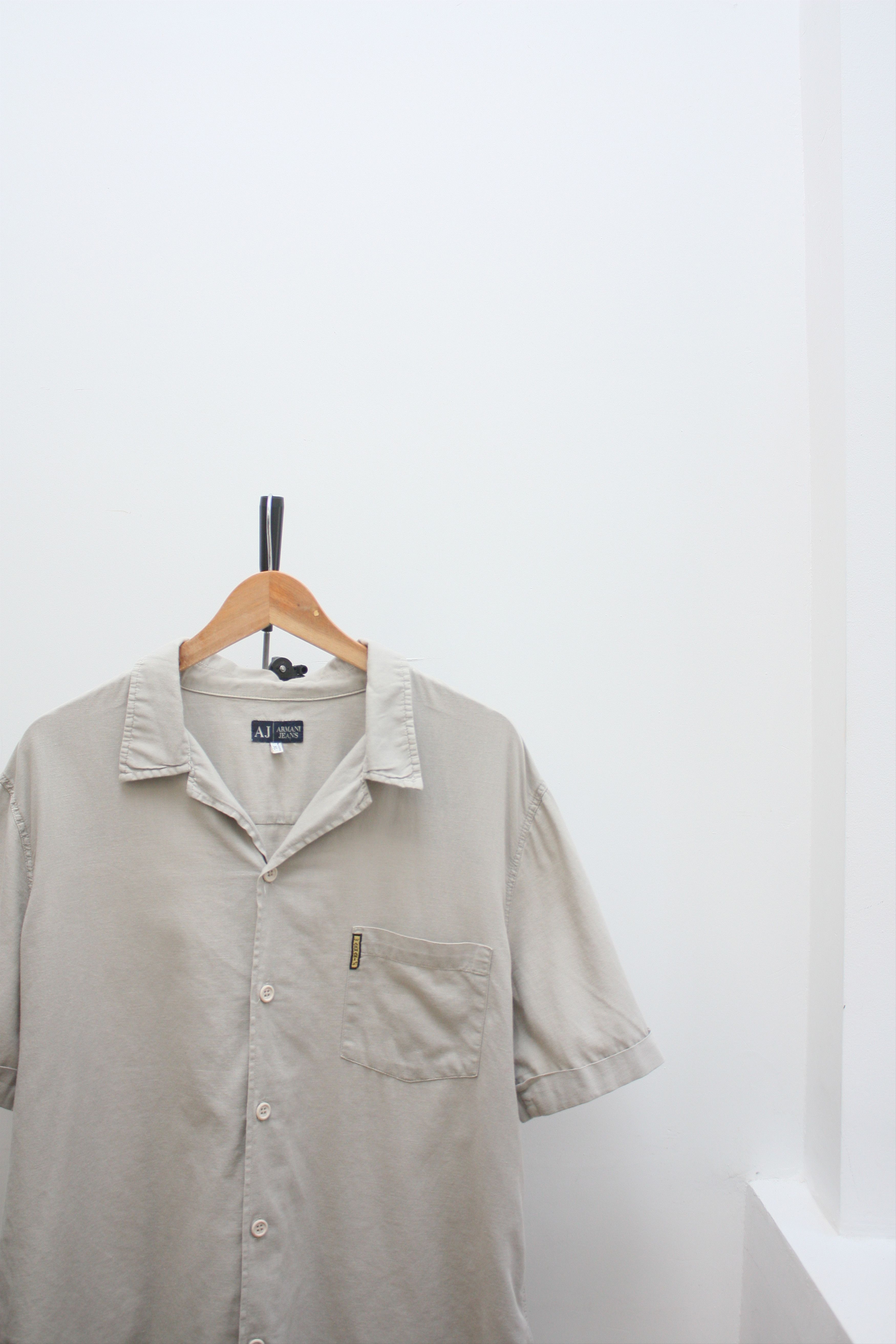 Armani Jeans Vintage Linen Blend Short Sleeve Shirt