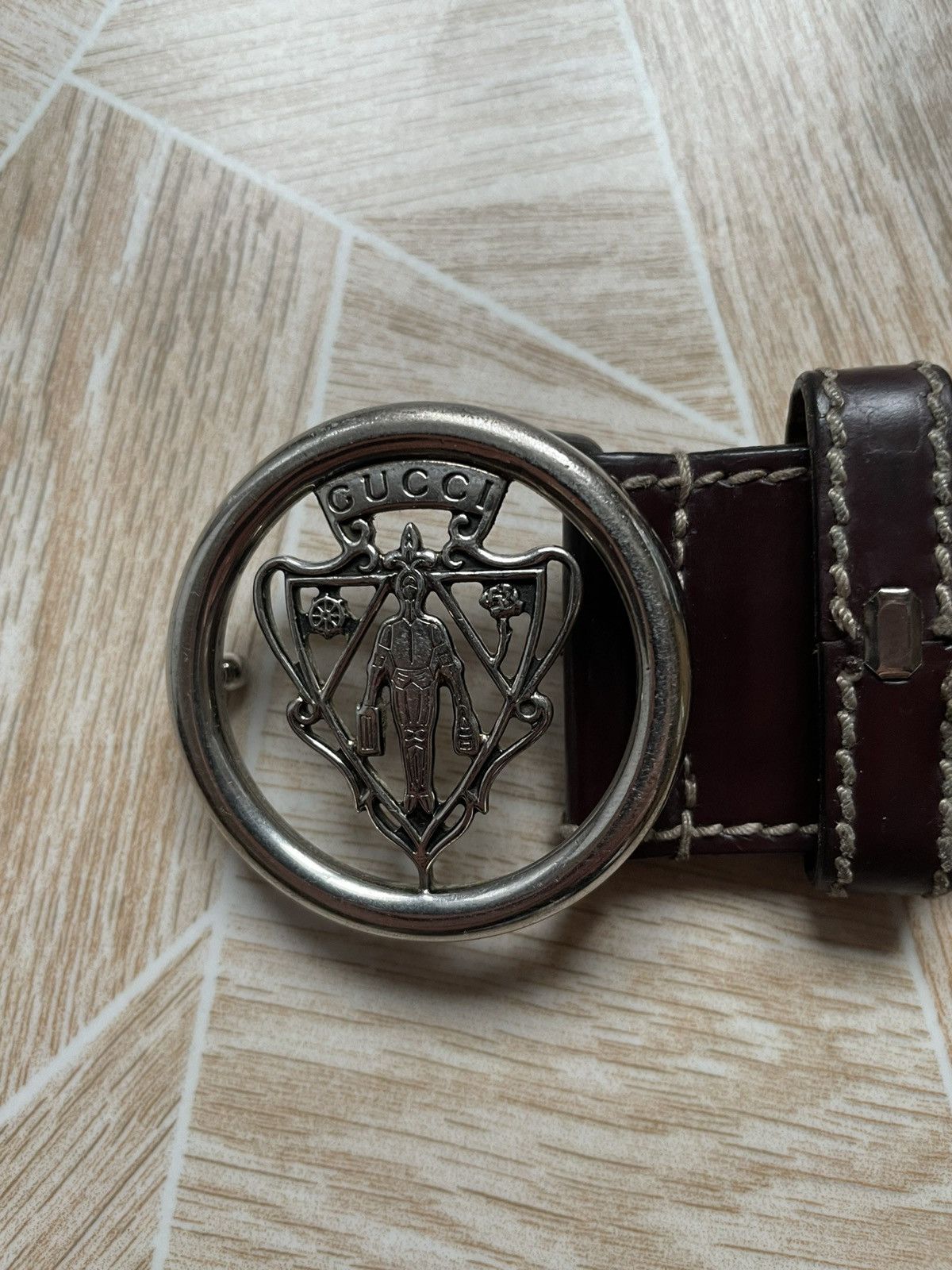 Gucci × Vintage Vintage Designer Gucci Leather Metal Buckle Belt Red Green Size ONE SIZE - 3 Thumbnail