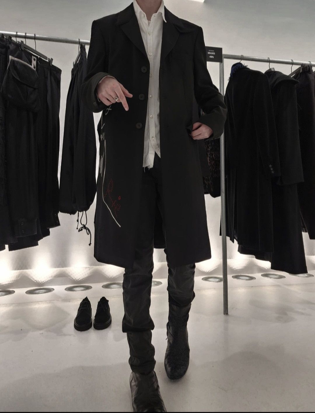 Yohji Yamamoto Yohji SS22 Pour Homme Rei Miyazawa Embroidered Coat Size 48R - 1 Thumbnail