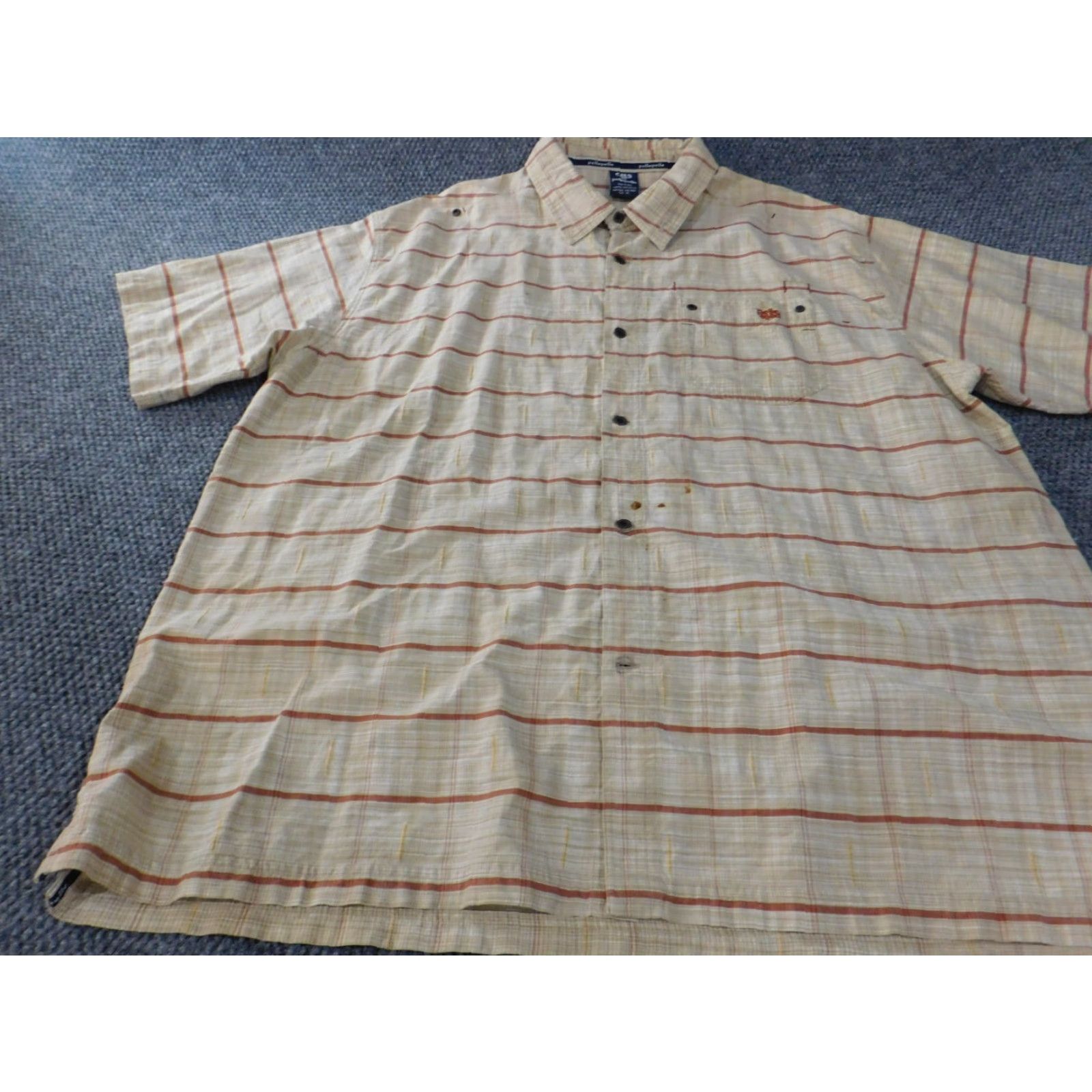 Pelle Pelle Pelle Pelle Shirt 3XL Beige Striped Button-Up Collar Down Mens Retro Vintage Short Sleeve Size US XXL / EU 58 / 5 - 3 Thumbnail