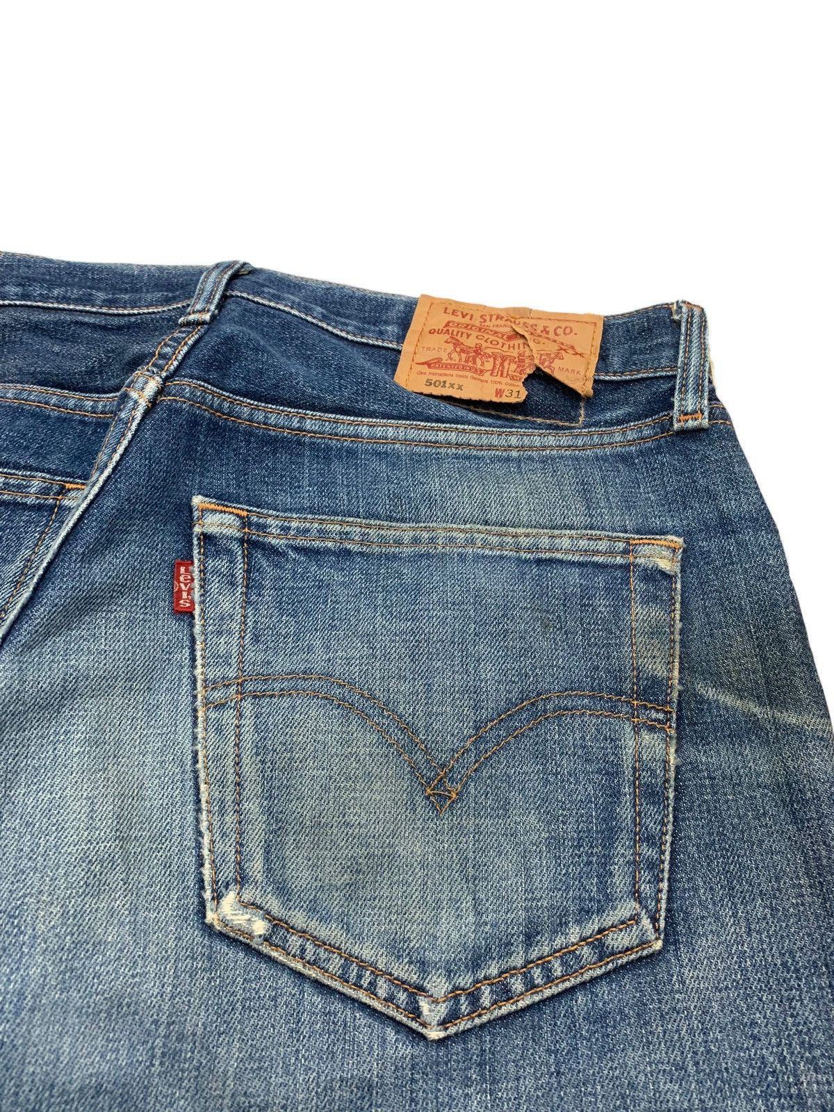 Levi's Levis 501 Buttonfly Distressed Whiskering Denim Pants (AB35) Size US 29 - 13 Thumbnail