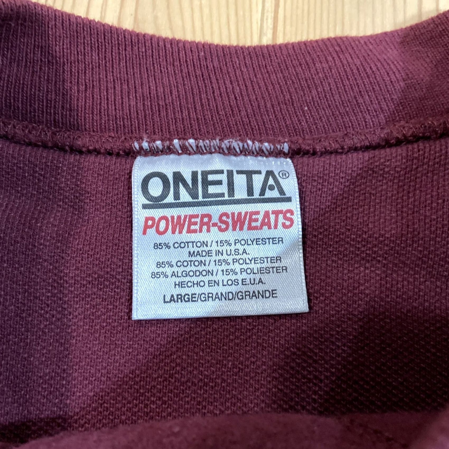 Vintage VINTAGE Oneita Power Sweats Sweatshirt Men XL Burgundy Red 90s USA Made Crew Neck Pullover Size US XL / EU 56 / 4 - 2 Thumbnail