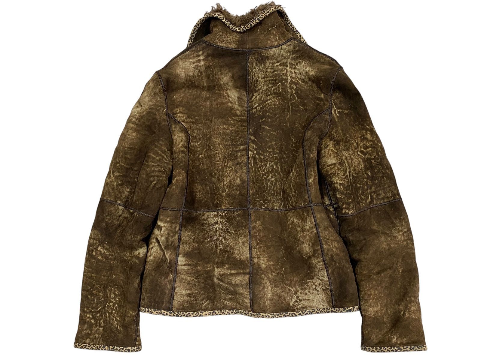 Vintage Vintage Shearling Fur Jacket with Leopard Trim Size M / US 6-8 / IT 42-44 - 2 Thumbnail