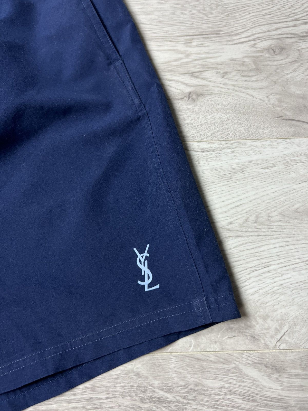 Vintage Vintage Yves Saint Laurent Blue Shorts YSL Logo Swimming Size US 40 / EU 56 - 3 Thumbnail