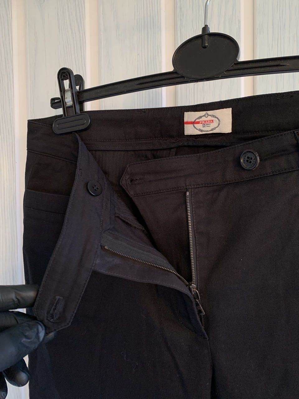 Prada × Vintage Prada Women’s 2011 Black Tab Cotton Straight Trousers Size 30" / US 8 / IT 44 - 23 Thumbnail