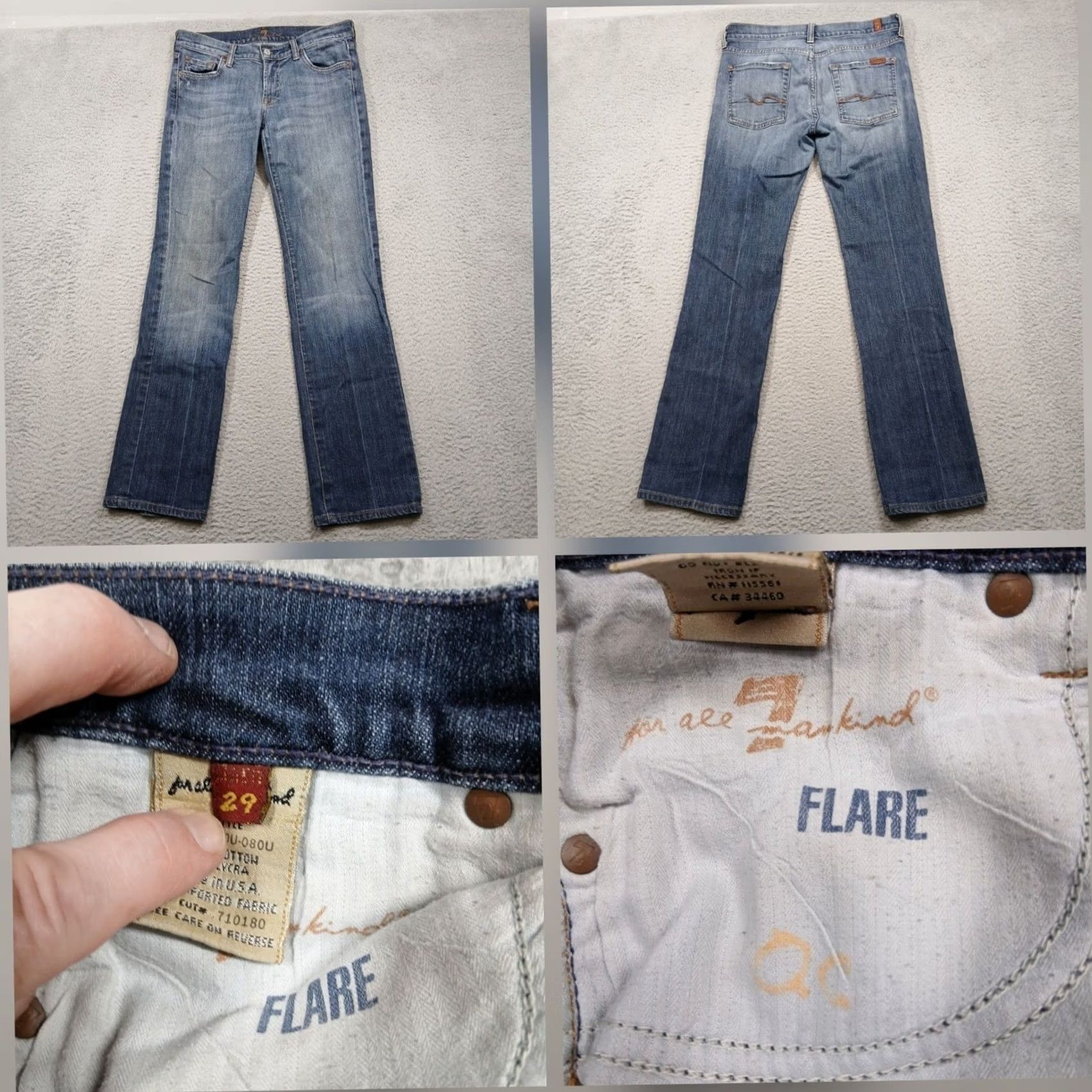 7 For All Mankind 7 For All Mankind Jeans Womens 29 Blue Denim Flare Cotton Lycra Size 29" - 2 Thumbnail