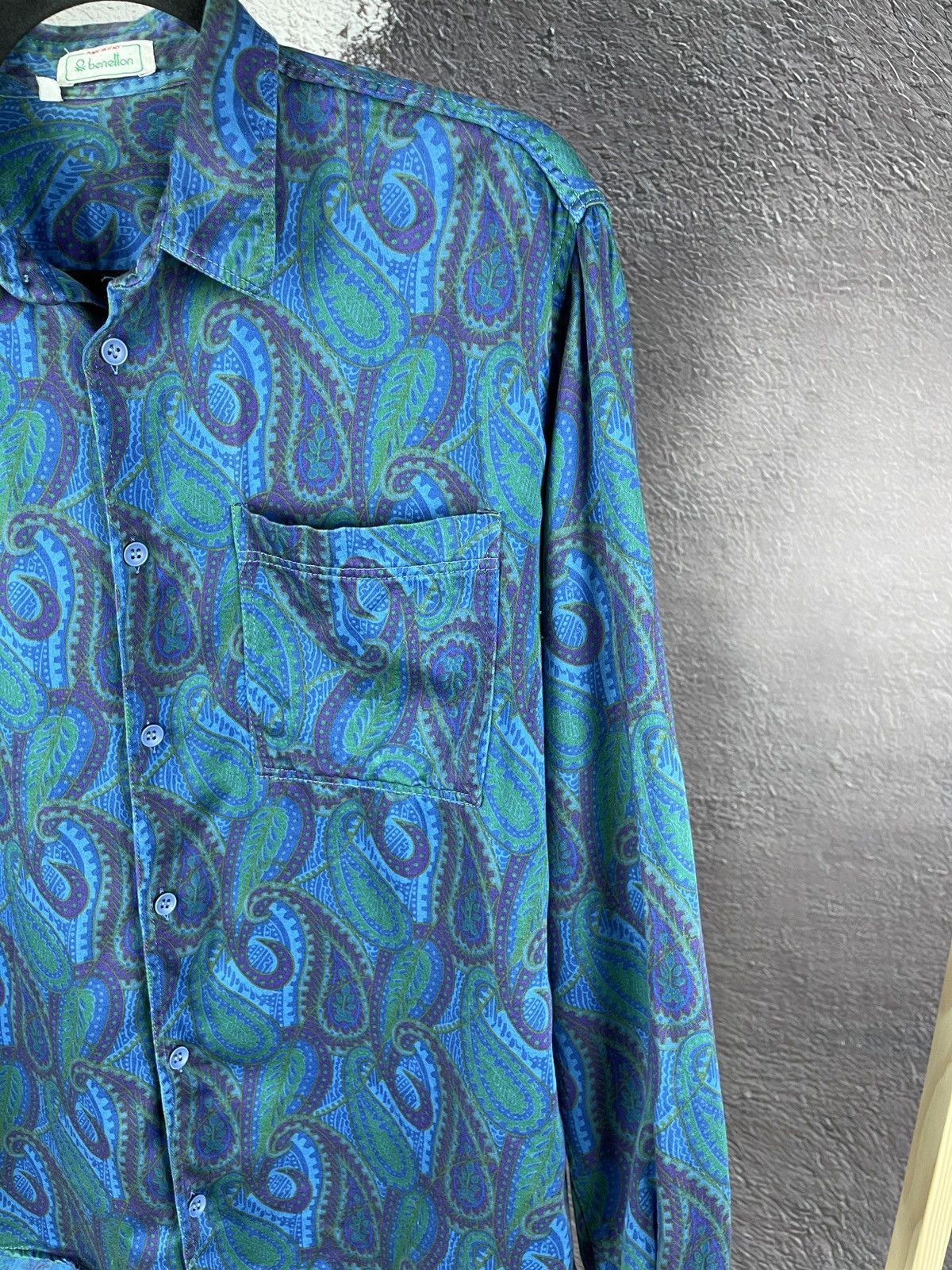 Benetton Benetton vintage 80s 90s paisley pattern made in Italy shirt Size US M / EU 48-50 / 2 - 9 Thumbnail