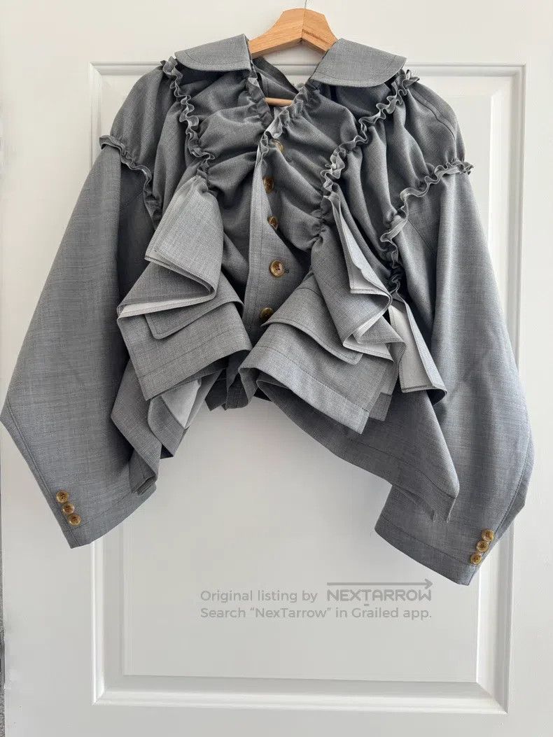 Comme des Garcons Comme Des Garcons Gray Pleated Jacket Size S / US 4 / IT 40 - 1 Thumbnail