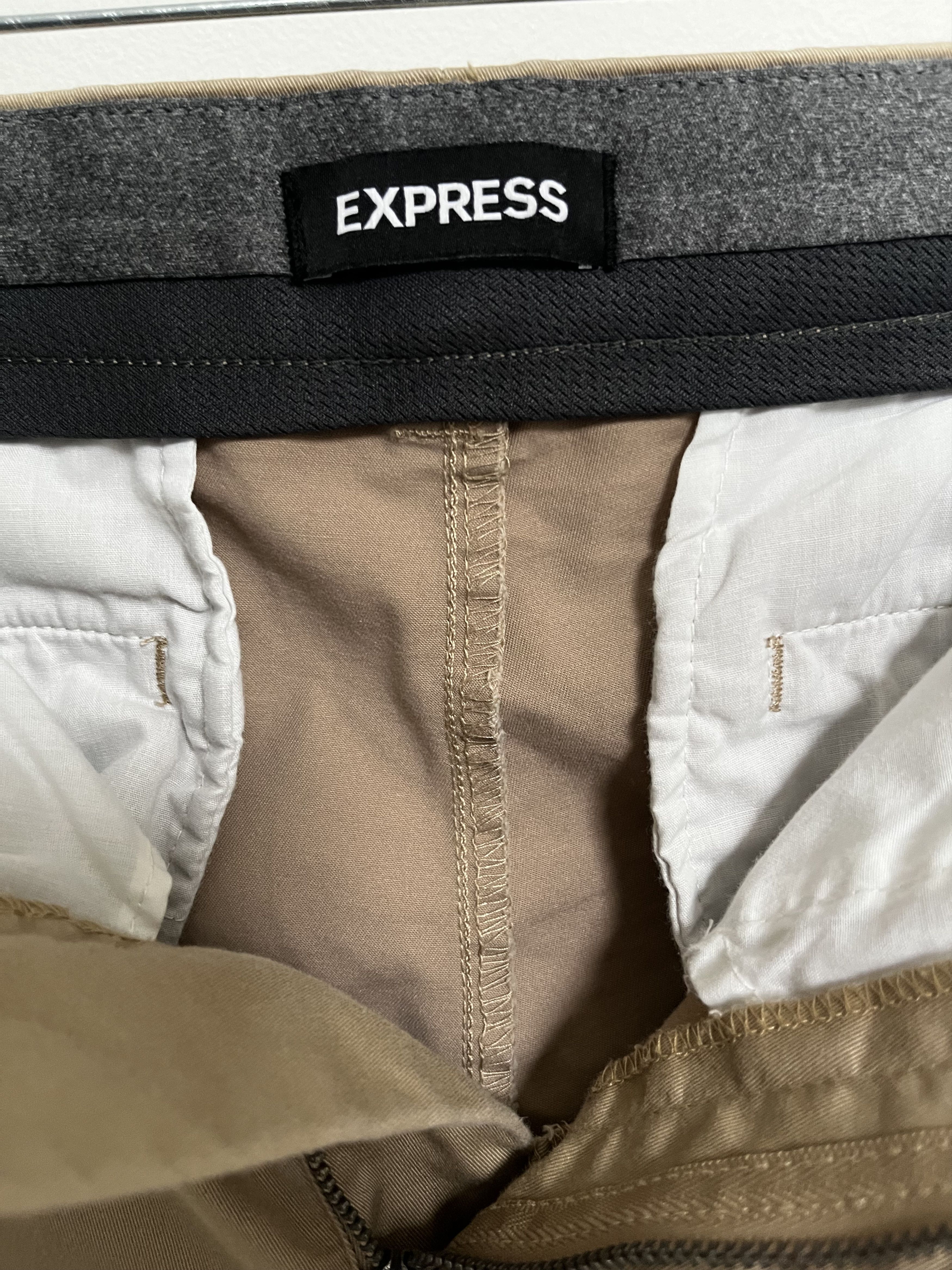 Express Express Hyper Stretch Skinny Chino Pants - Khaki (33x30) Size US 33 - 3 Thumbnail