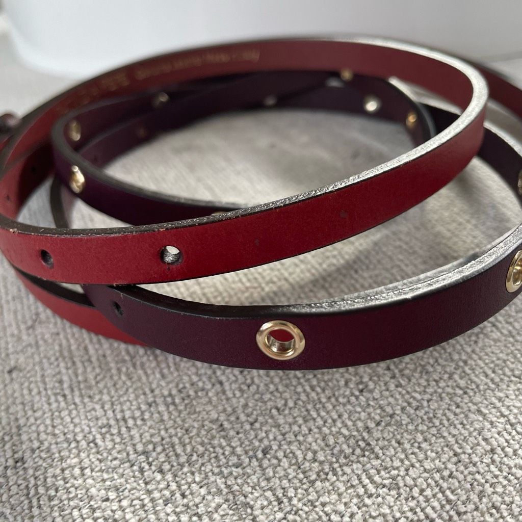 Patrizia Pepe Patrizia Pepe Italian Leather Belt Gold Fly Charm Red Burgun Size ONE SIZE - 5 Thumbnail