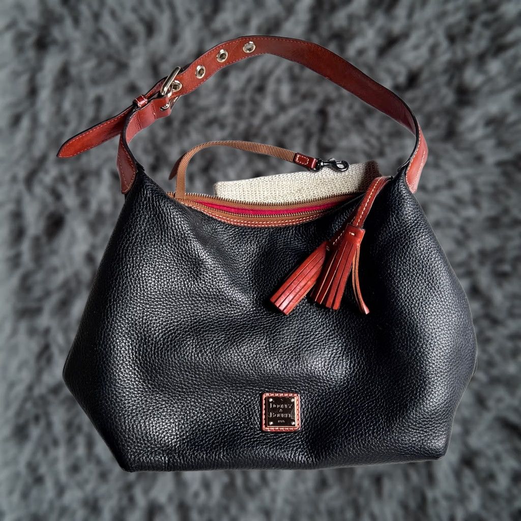 Dooney & Bourke Dooney & Bourke Hobo Shoulder Bag Black Pebbled Leather Tassels Size ONE SIZE - 1 Thumbnail