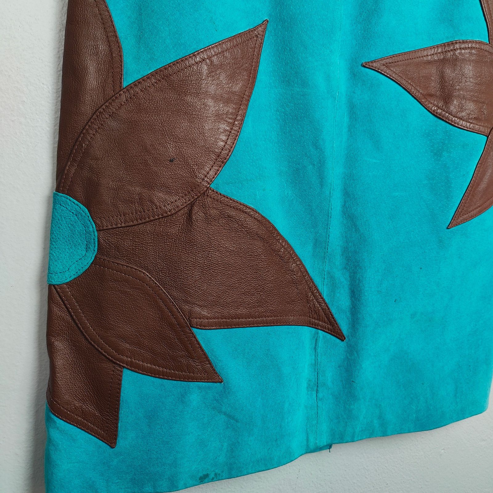 Other Vintage Metrostyle Suede Skirt Womens 4 Blue Brown Size 27" / US 4 / IT 40 - 2 Thumbnail
