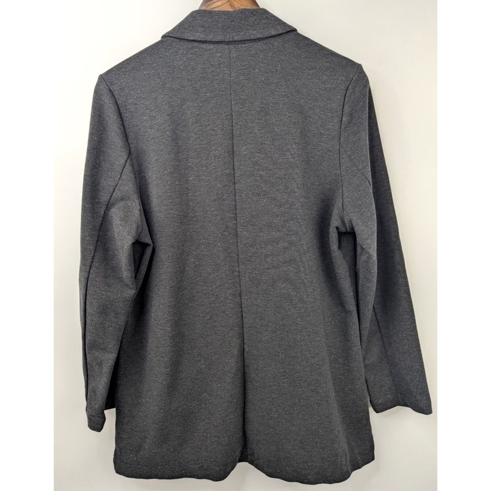 Vintage Garnet Hill Blazer Knit Gray 12 Relaxed Pockets Button Jacket Women's Easy Care/Lined Mid-Length Size XL / US 12-14 / IT 48-50 - 4 Thumbnail