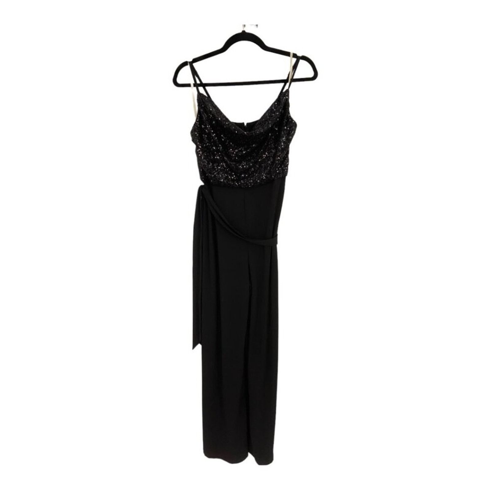 Bcbgmaxazria BCBG Cowl Neck Sequin Jumpsuit Black Sz Small NWOT $138 MSP Size 27" / US 4 / IT 40 - 2 Thumbnail