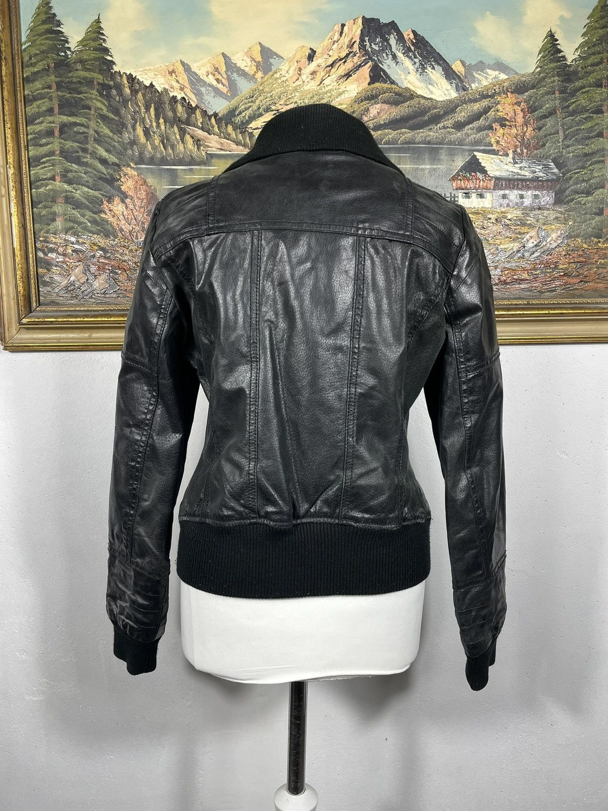 Vintage Washed Black Retro 90s Genuine Real Leater Bomber Punk Rock Size L / US 10 / IT 46 - 8 Thumbnail
