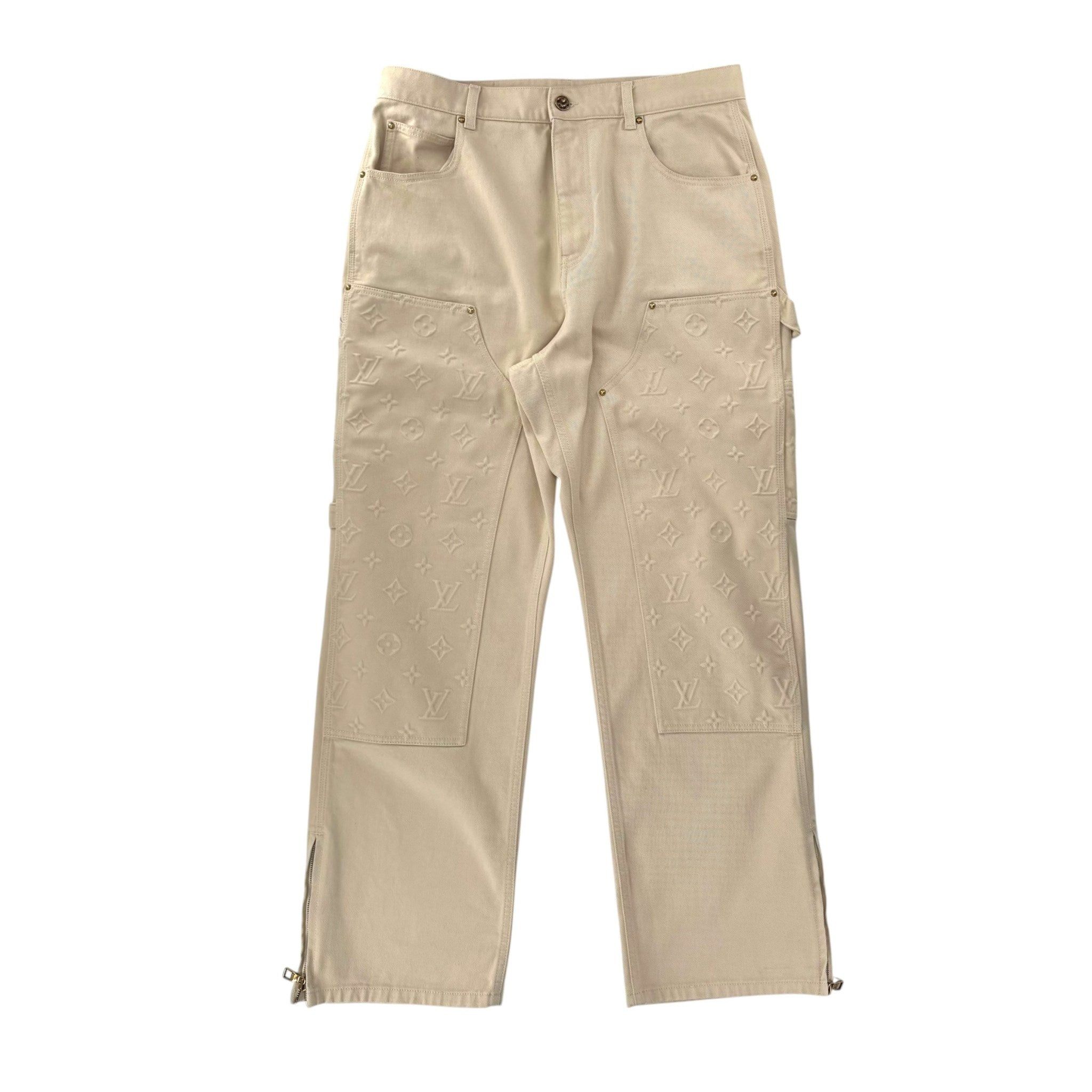 Louis Vuitton Cream Monogram Double Knee Pant Size US 36 / EU 52 - 1 Thumbnail