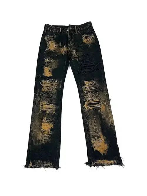 Jean Vintage handmade ripped raw edge micro-flared jeans Size US 32 / EU 48 - 1 Thumbnail