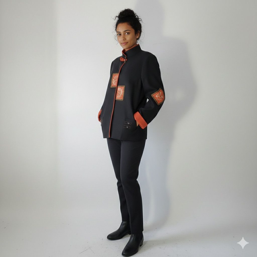 Other Qunyi Size XL Coat Jacket Asian Oriental Chinese Black Red Size XL / US 12-14 / IT 48-50 - 12 Thumbnail
