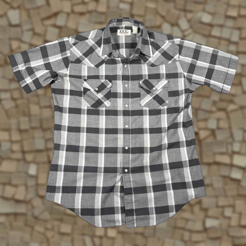 Vintage VINTAGE Ely Cattleman Western Shirt Mens LARGE Gray Plaid Pearl Snap 90s Cowboy Shirt Size US L / EU 52-54 / 3 - 1 Thumbnail