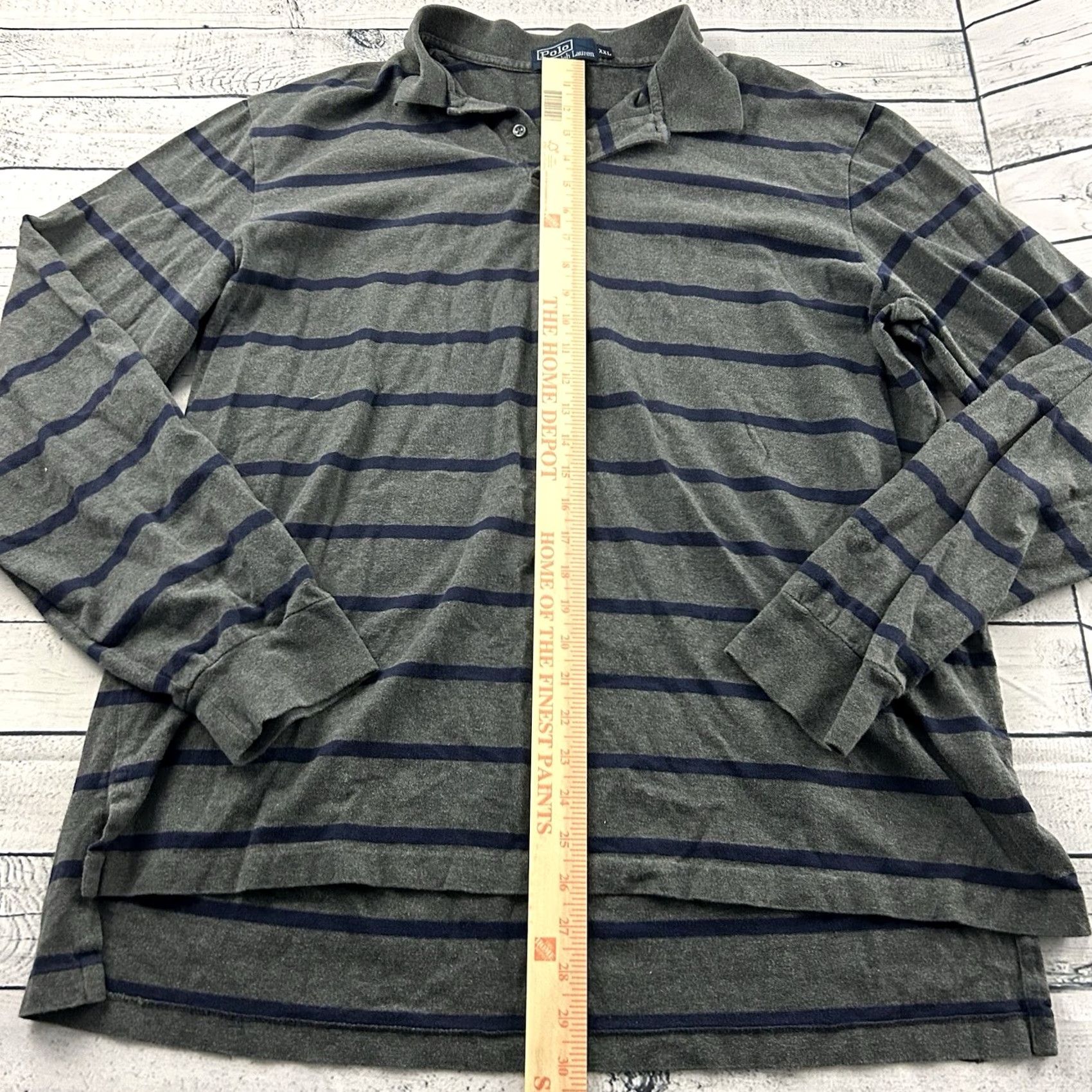 Polo Ralph Lauren VTG Polo Ralph Lauren Long Sleeve Striped Rugby Shirt Men 2XL Gray Blue Polo Ralph Lauren Shirt Mens XXL Striped Button-Up Long Sleeve Size US XXL / EU 58 / 5 - 3 Thumbnail