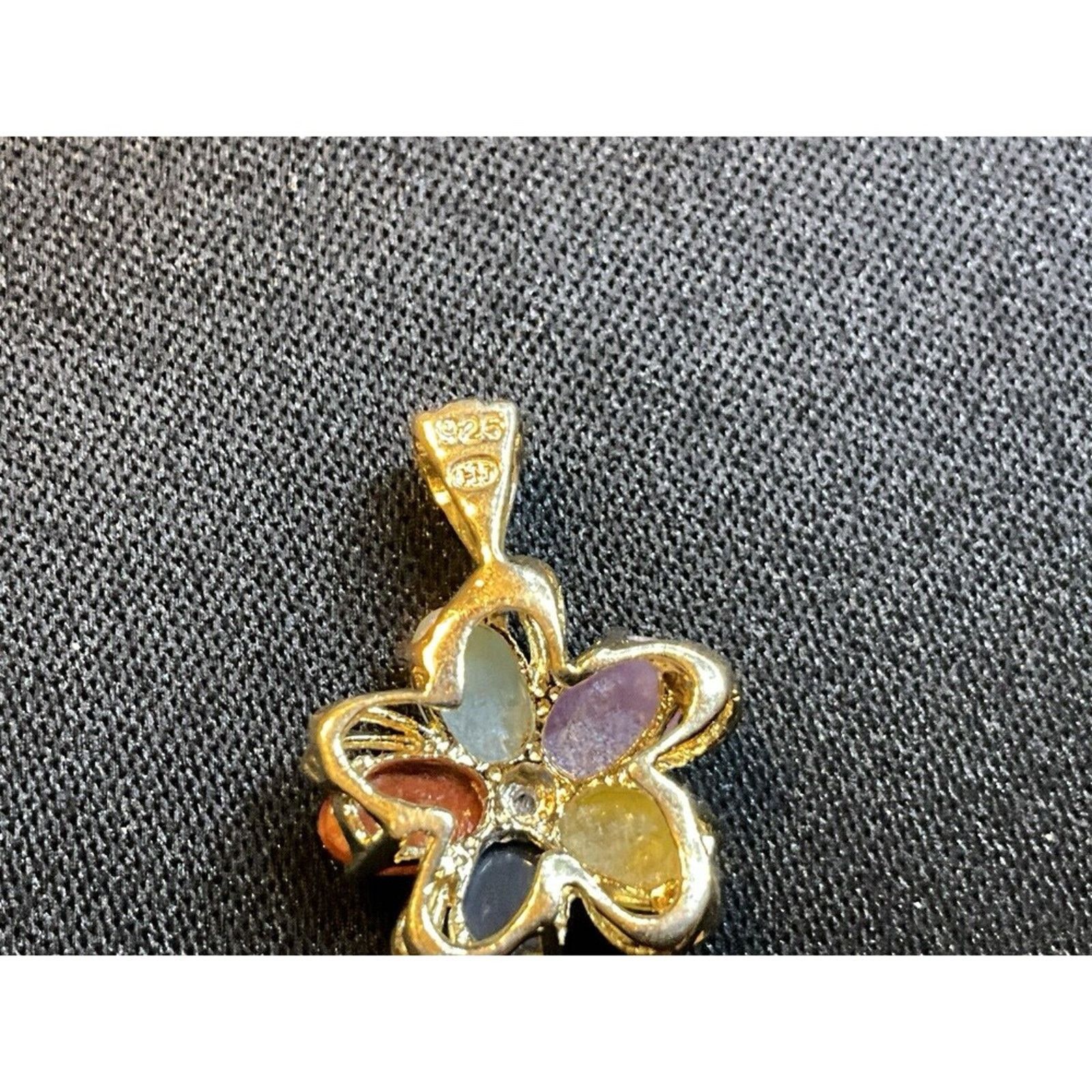 Other 925 Sterling Vermeil Gold Multiple Jade Diamond Pendant Size ONE SIZE - 5 Thumbnail