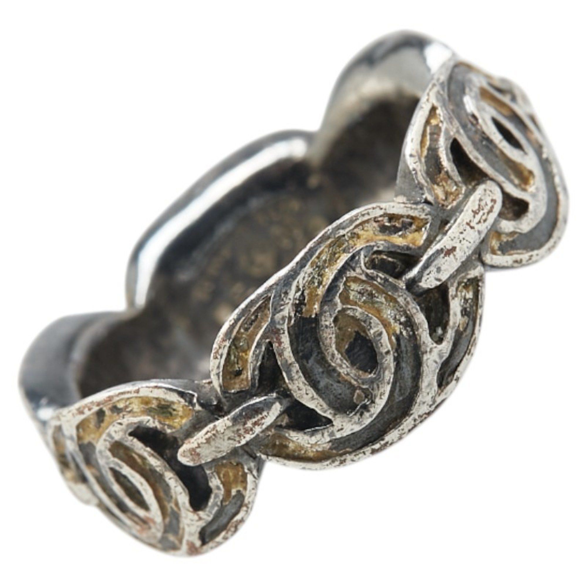 Chanel Coco Mark Ring, Silver Metal, Women