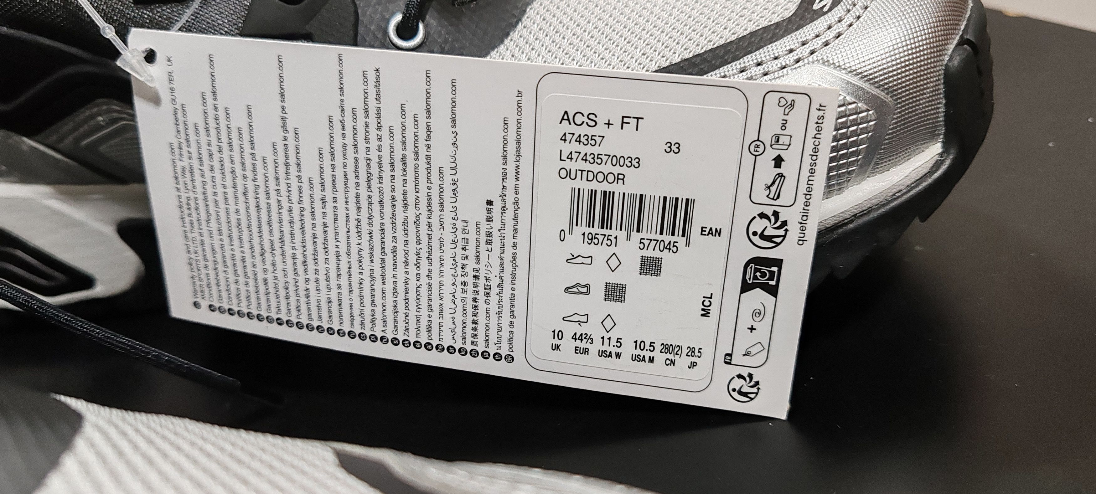 Salomon Salomon ACS +FT Glacier Gris/Black/Silver Tg:Eur 44 2/3 Size US 11.5 / EU 44-45 - 13 Thumbnail