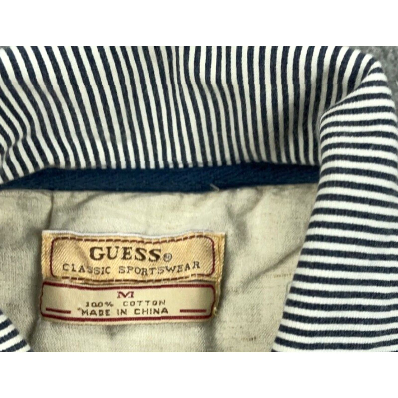 Guess VINTAGE GUESS Polo Shirt Adult Medium Blue White Striped Embroidered 90s Preppy Mens Polo Size US M / EU 48-50 / 2 - 3 Thumbnail
