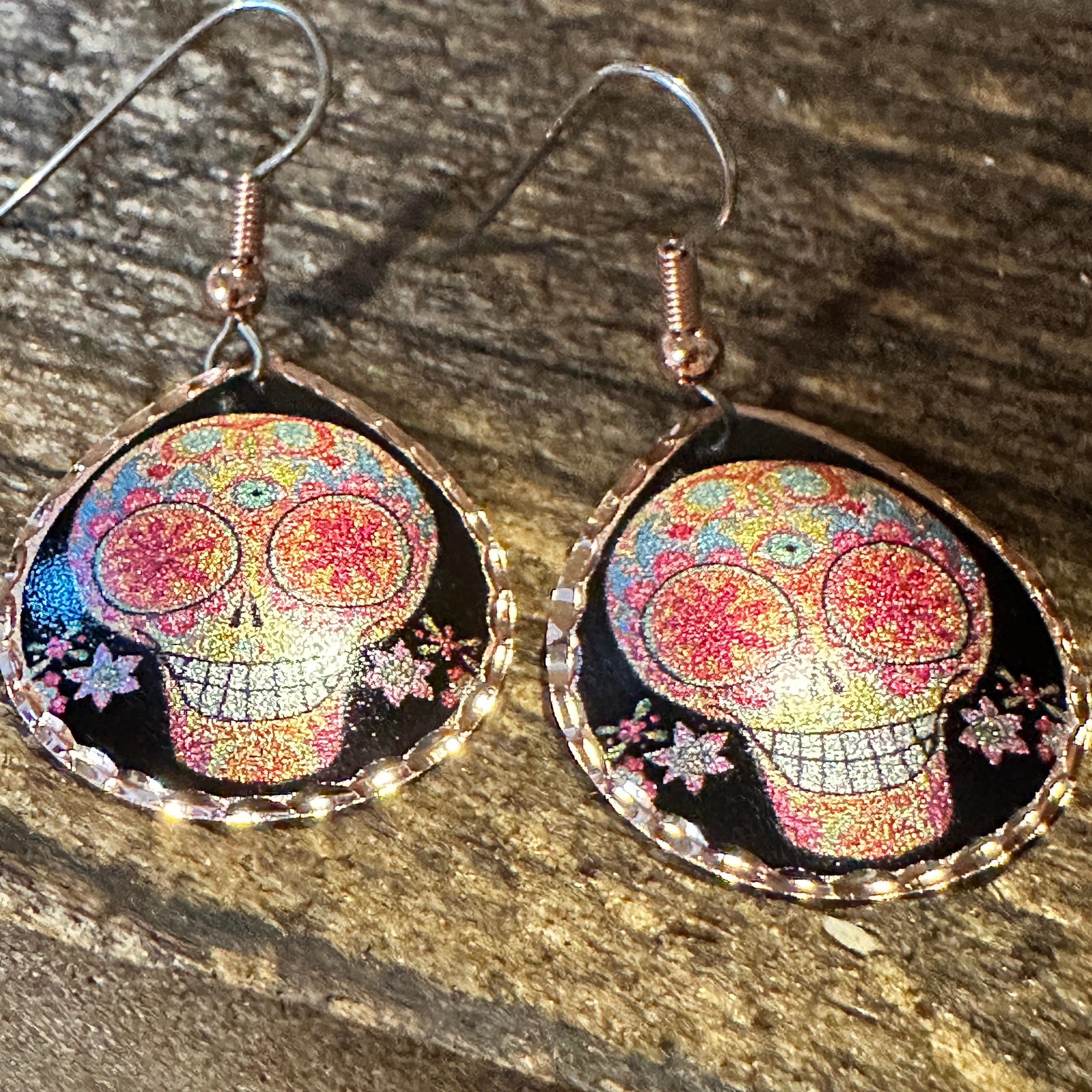 Other Handmade Boho Copper Earrings, Day of The Dead Wire Earrings Size ONE SIZE - 1 Thumbnail