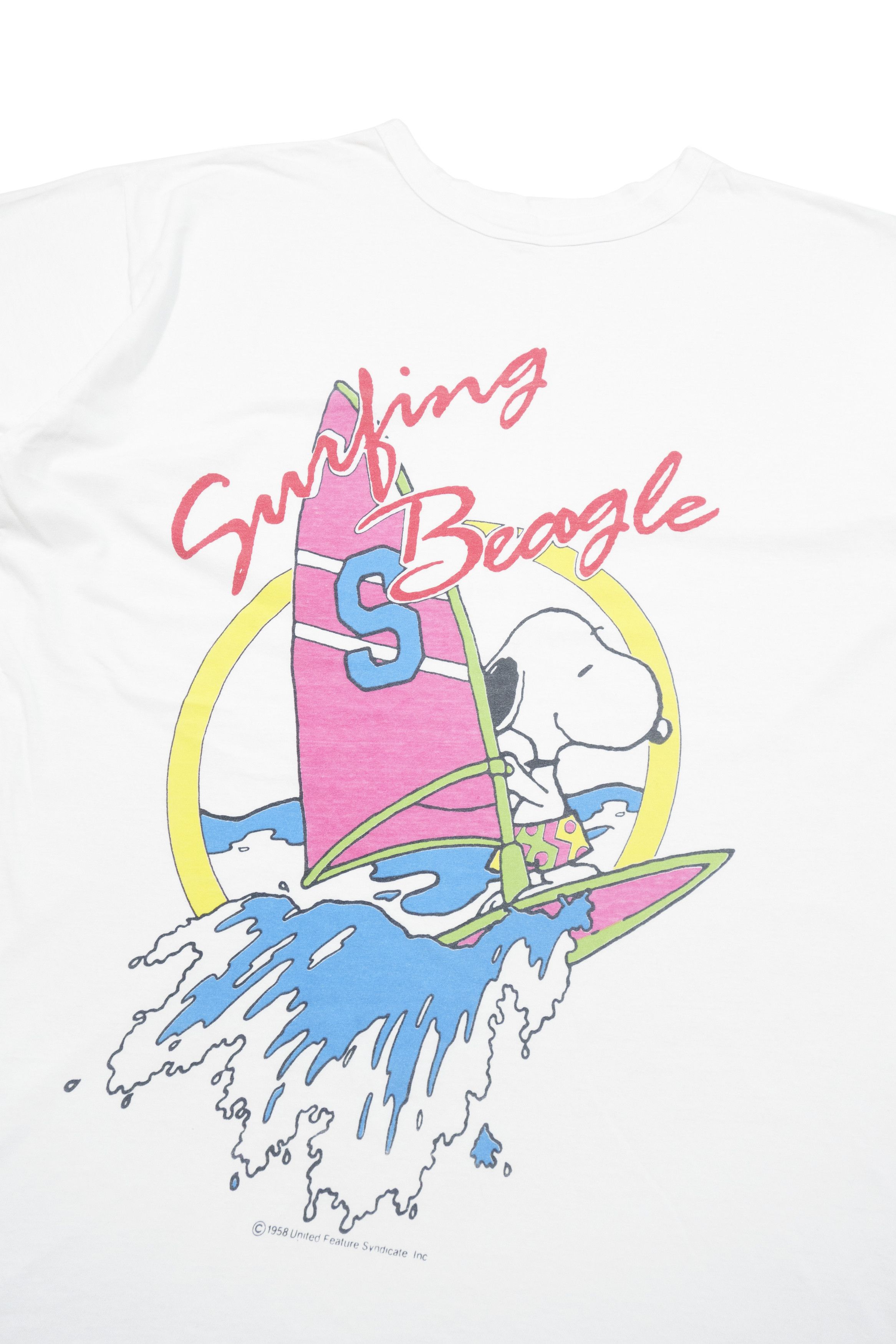Vintage 80s Snoopy Surfing Beagle Single Stitch T-Shirt Peanuts Size US XL / EU 56 / 4 - 2 Thumbnail