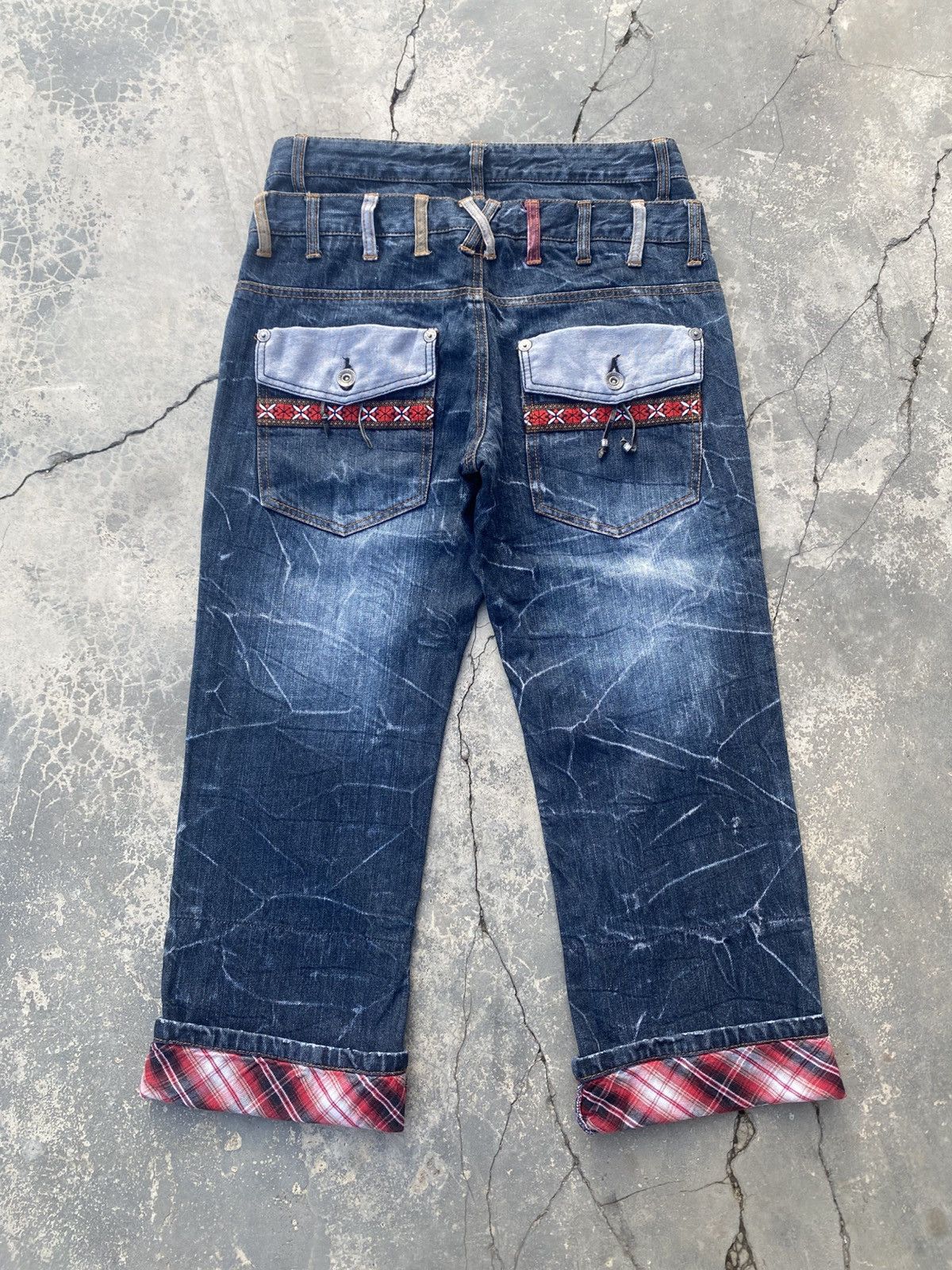 Japanese Brand × Vintage Nylaus Double Waist Claw Mark Jeans Size US 29 - 1 Thumbnail