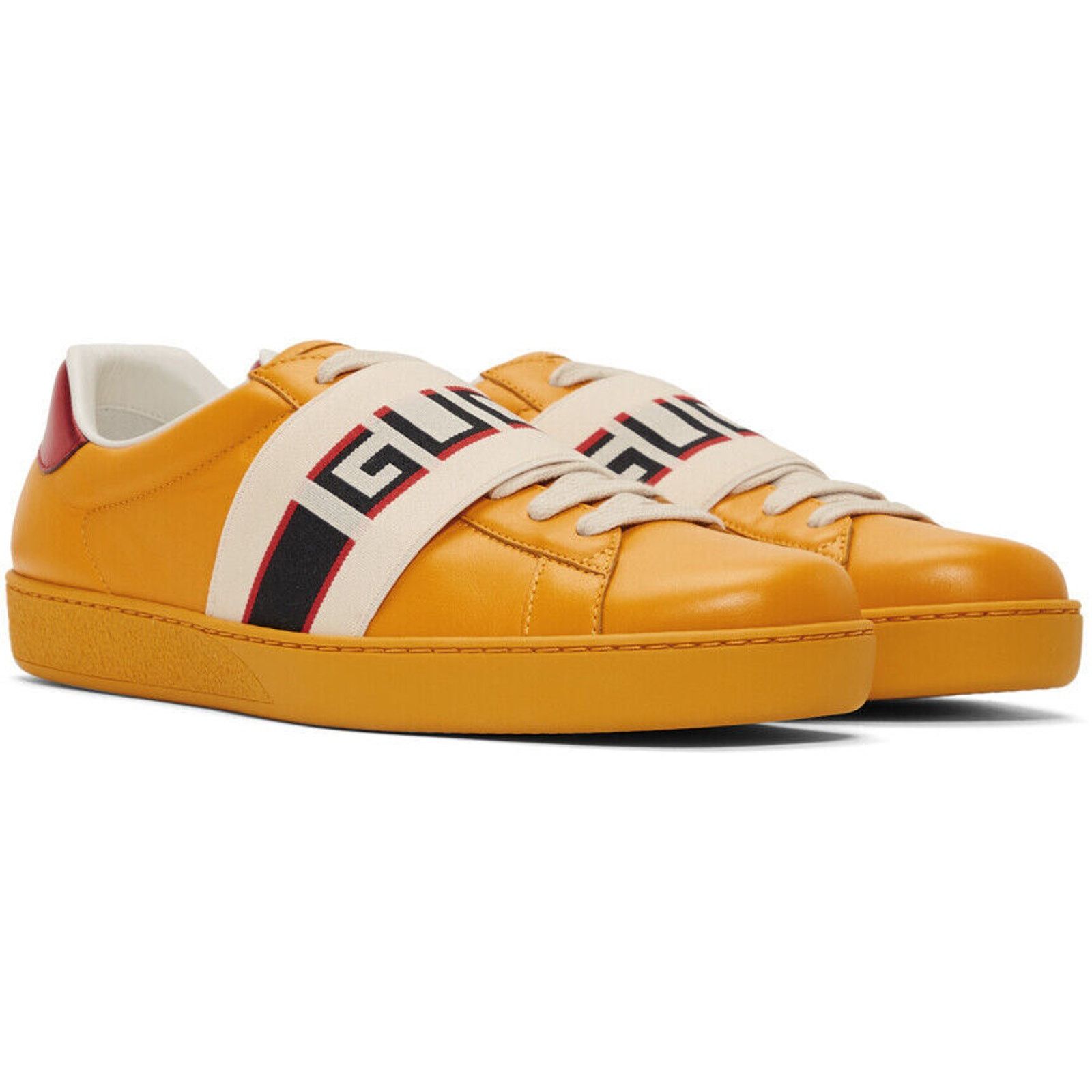 Gucci Gucci Mens Yellow New Ace Elastic Band Leather Flat Low Top Size US 7 / EU 40 - 2 Thumbnail