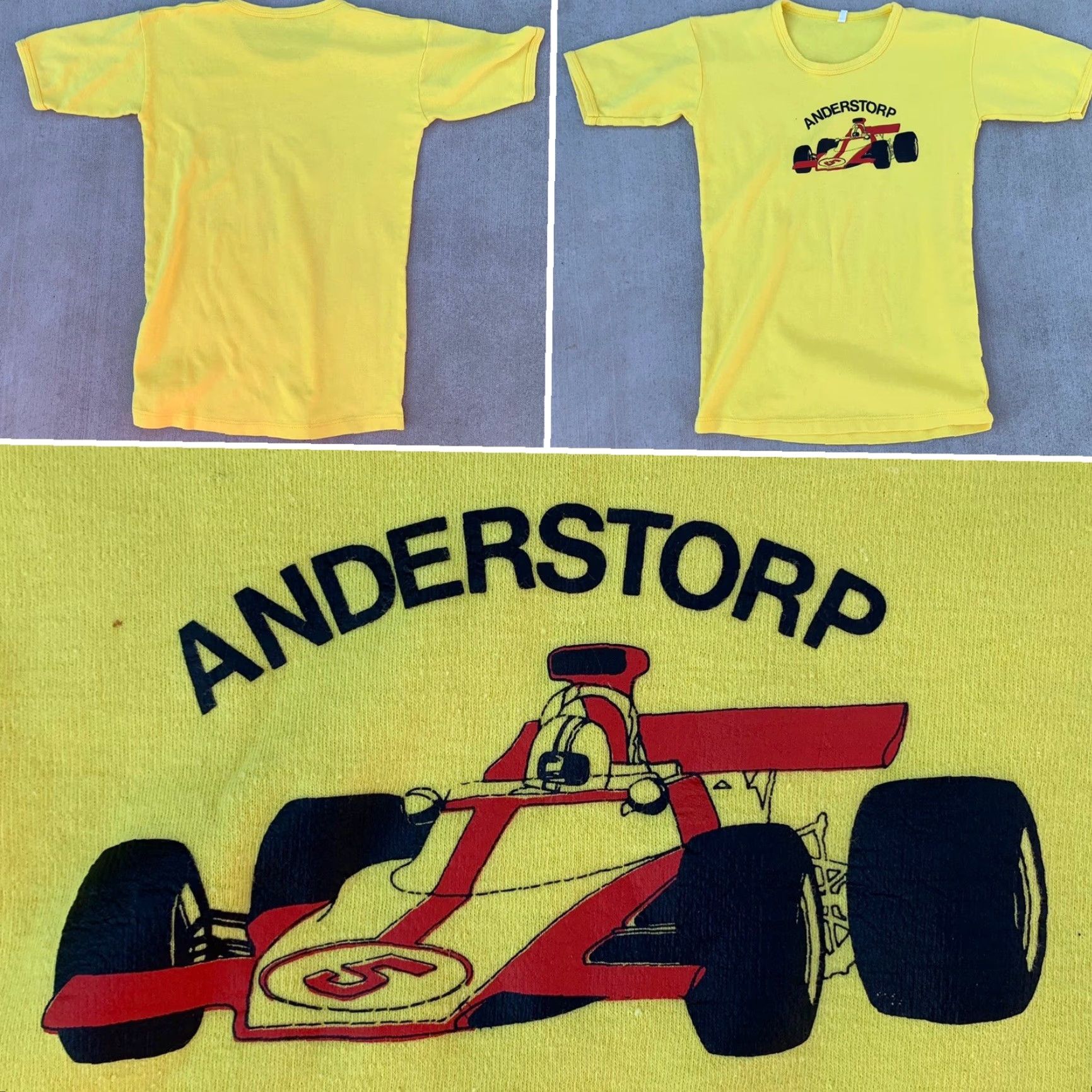 Vintage VINTAGE Anderstorp T Shirt Automotive Racing Race Car Grand Prix Ladies M/L Yellow Retro Short Sleeve Scoop Neck Casual Graphic Print Size M / US 6-8 / IT 42-44 - 2 Thumbnail