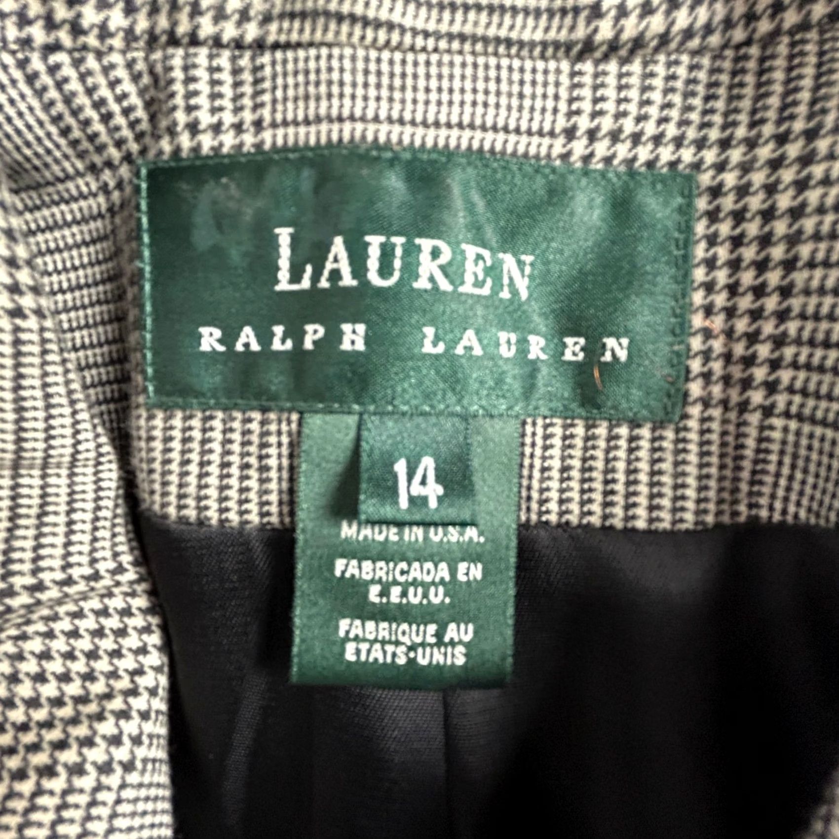 Ralph Lauren Lauren Ralph Lauren Women Wool Plaid Blazer Jacket Size 14 Single Breasted Black Size XL / US 12-14 / IT 48-50 - 3 Thumbnail
