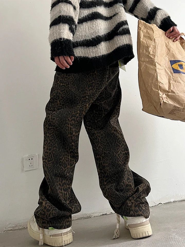 Leopard Wide Leg Jeans