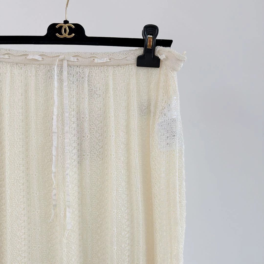 Christian Dior Monsieur Christian Dior Beige Lace Skirt F42 Size 30" / US 8 / IT 44 - 3 Thumbnail