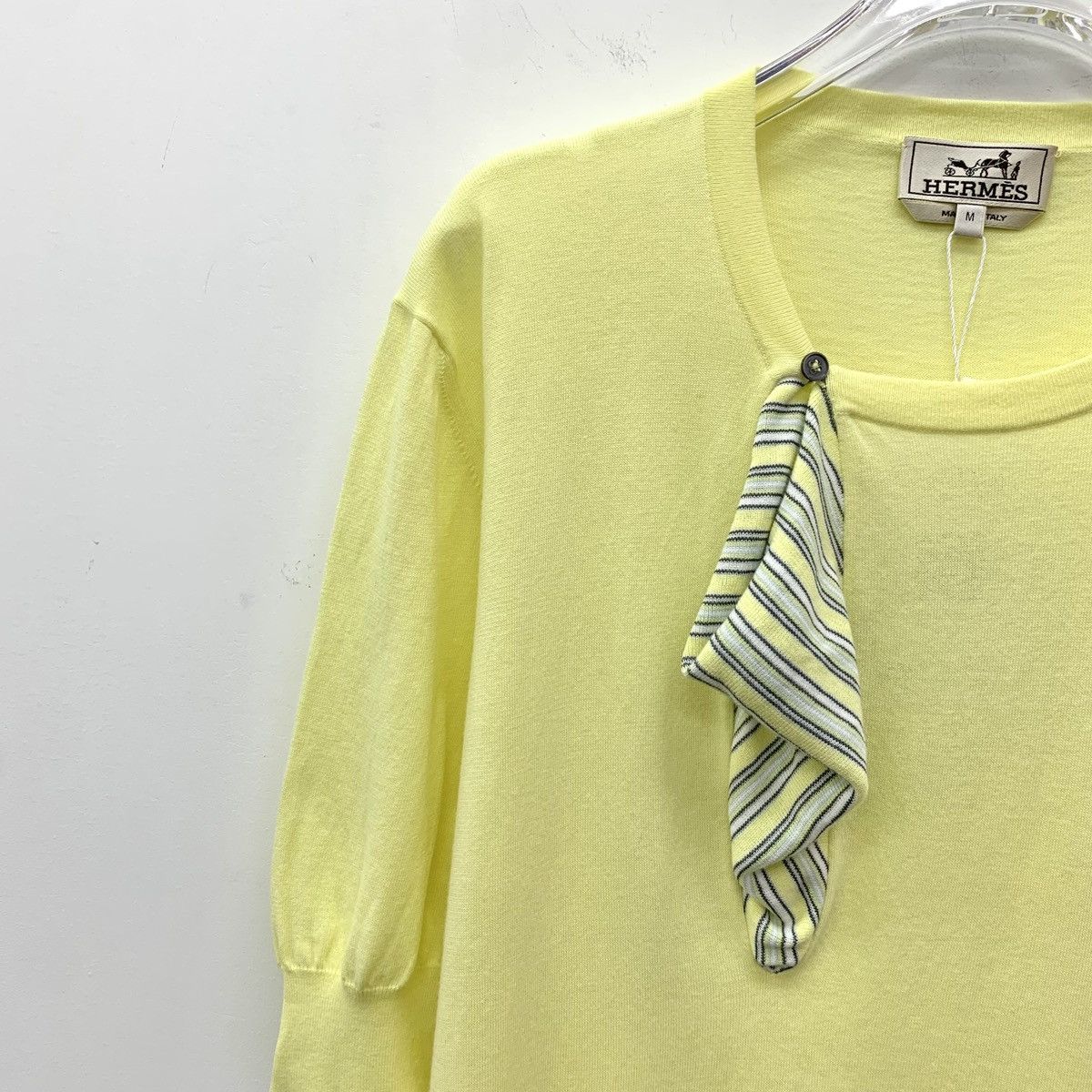 Hermes Hermes Yellow Stripe Cotton Short Sleeve Knit Sweatshirt Size M / US 6-8 / IT 42-44 - 3 Thumbnail