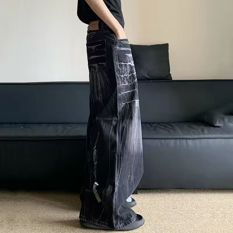 Jean Washed Baggy Jeans Size US 31 - 3 Thumbnail