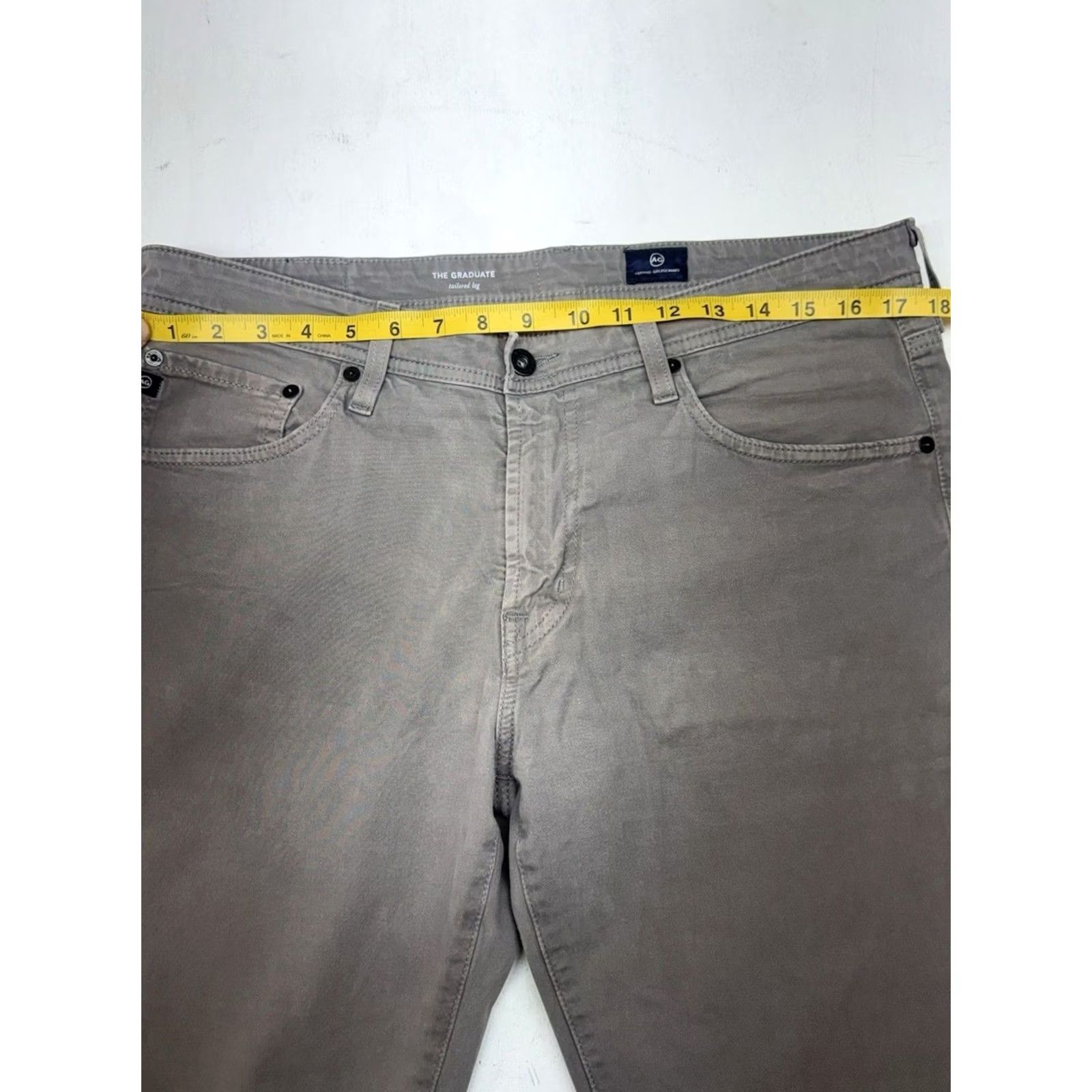 Vintage AG Adriano Goldschmied Jeans Men’s 34x33 Light Brown The Graduate Tailored Leg Jeans Size US 34 / EU 50 - 6 Thumbnail